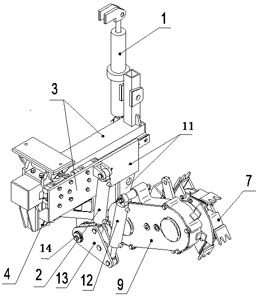 Drainage ditch excavating device for railway bridge