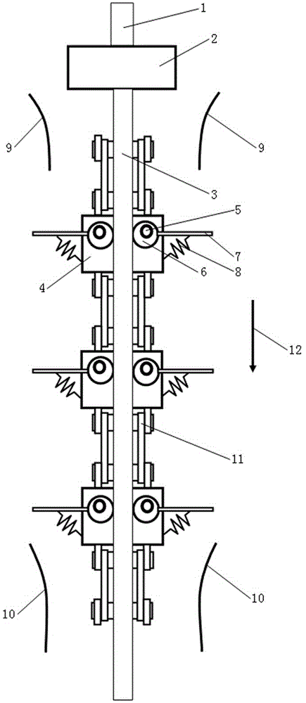 Continuous chain-type straight line drawing device