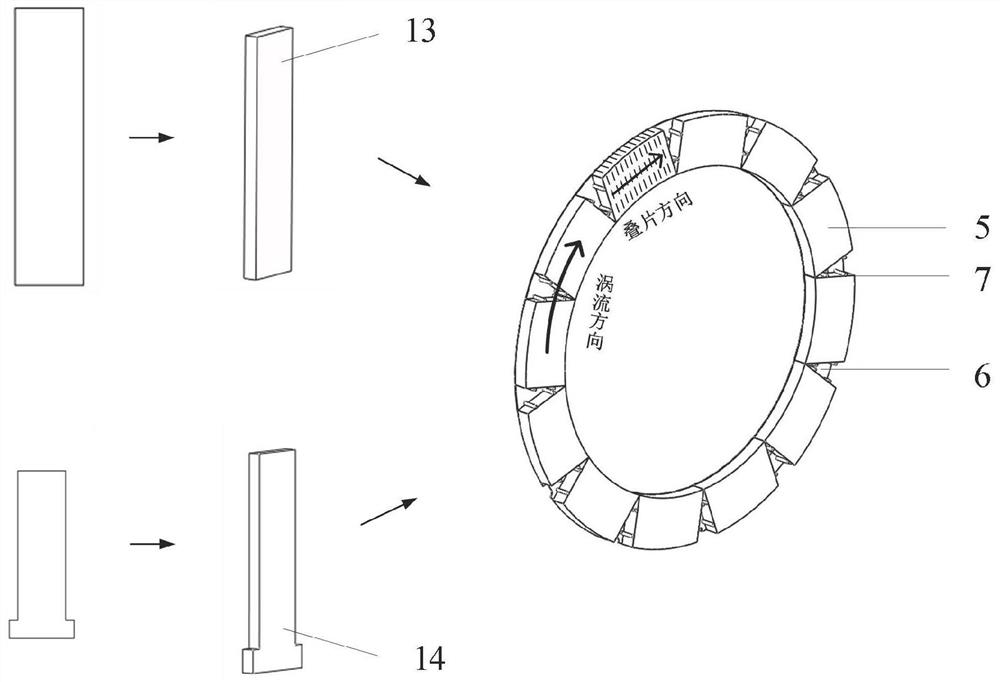 Low-eddy-current-loss primary structure of tooth groove type cylindrical linear motor