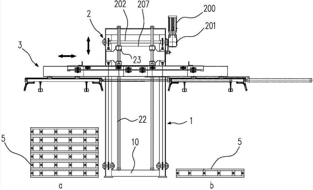 Grabbing type automatic distributing device for trays