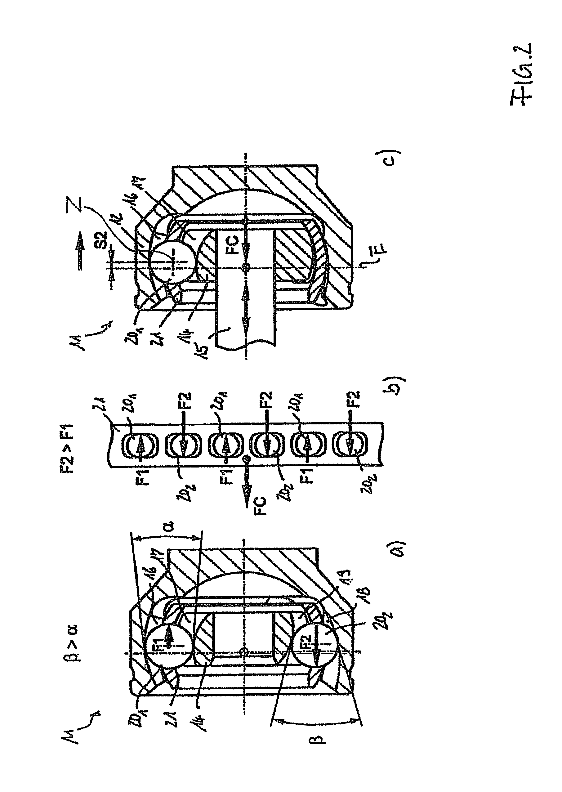 Driveshaft comprising a counter track joint featuring a delimited axial displacement path