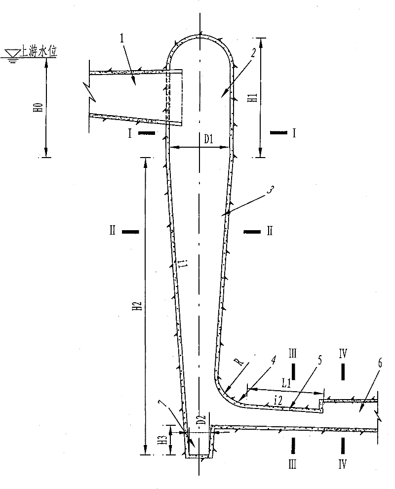 Conical swirling flow vertical shaft