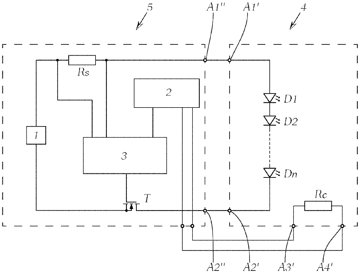 Energy supply circuit for lighting modules