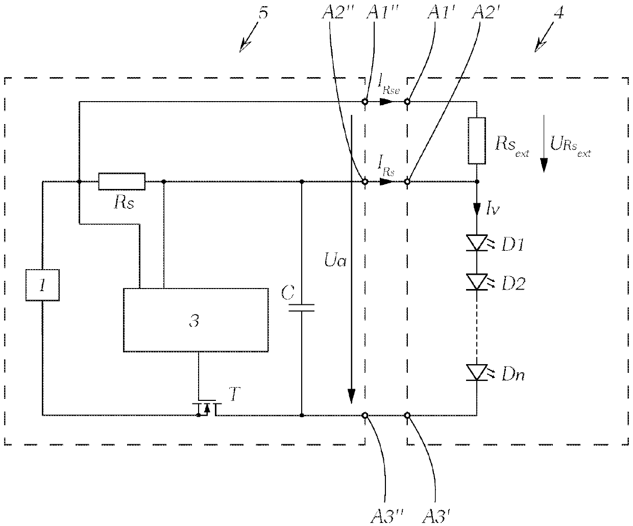 Energy supply circuit for lighting modules