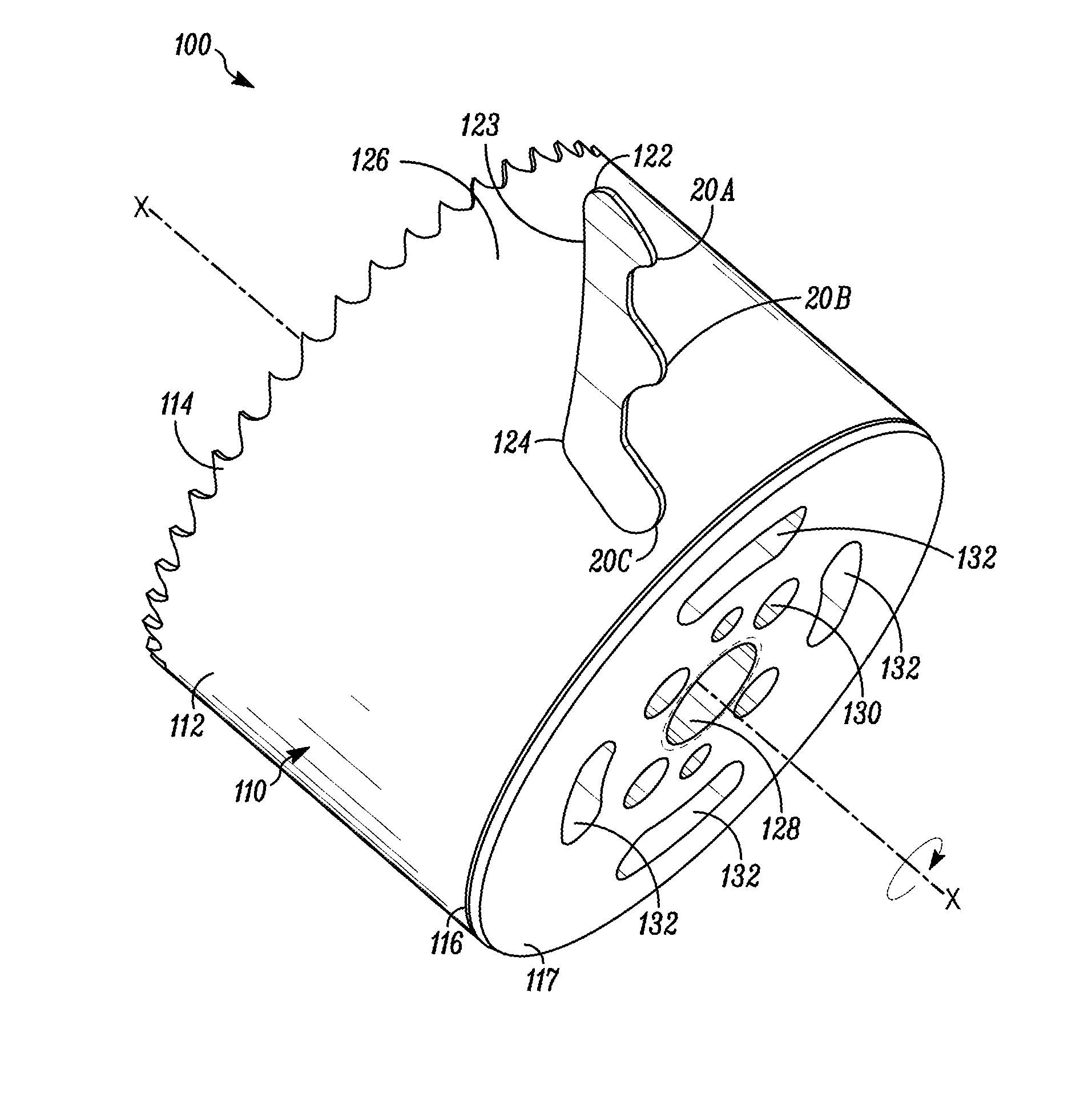 Hole cutter with axially-elongated aperture defining multiple fulcrums