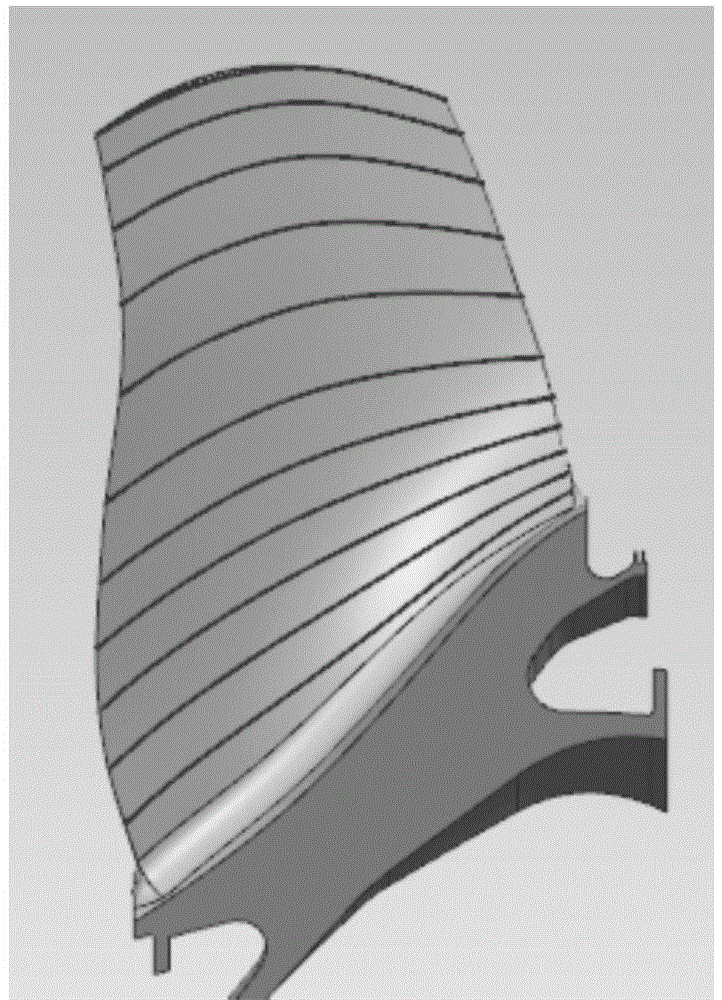 Two-section type pre-compression central arced curve blade profile structure