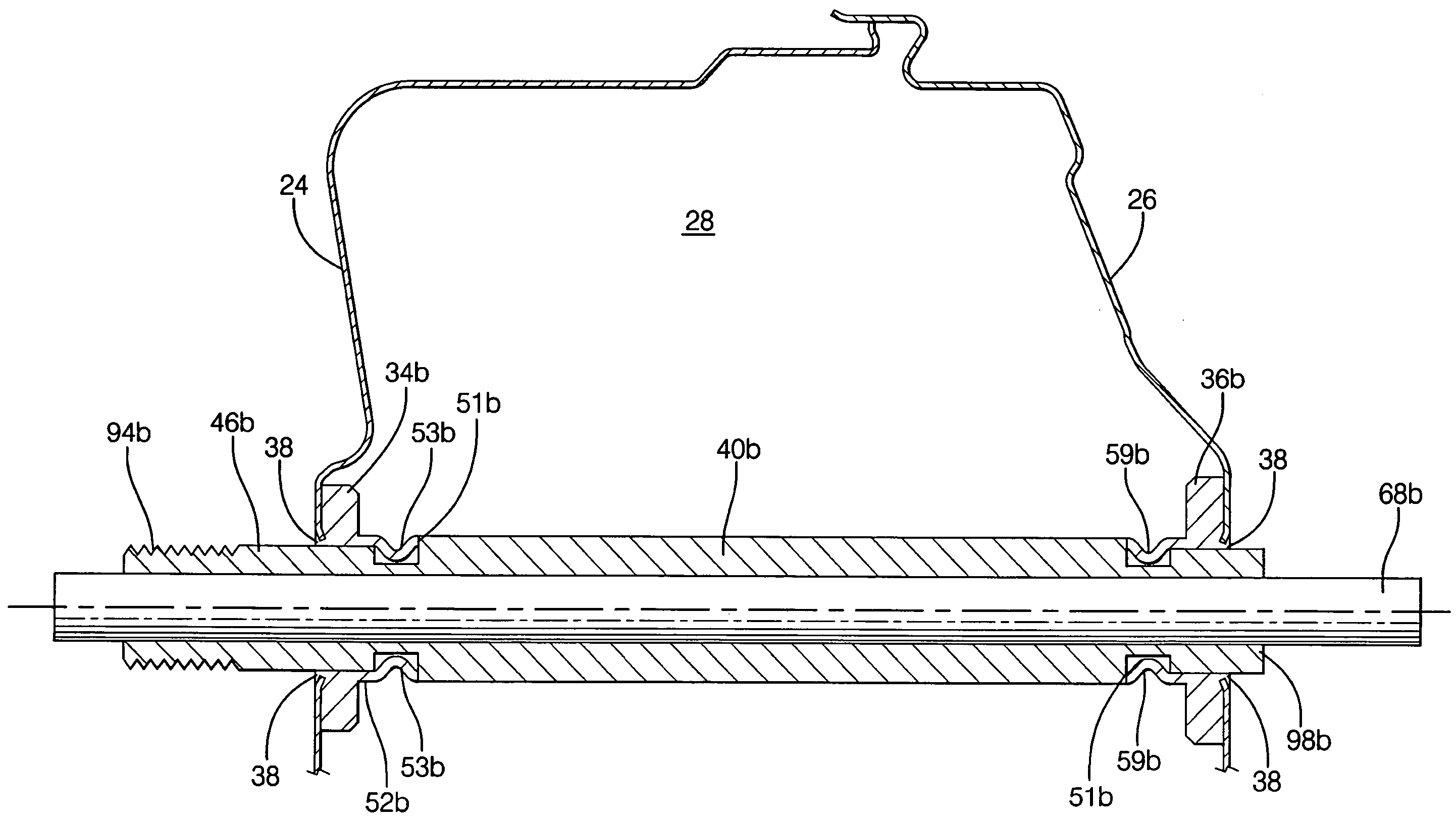 Brake booster with deformationally sealed passage and method of manufacture