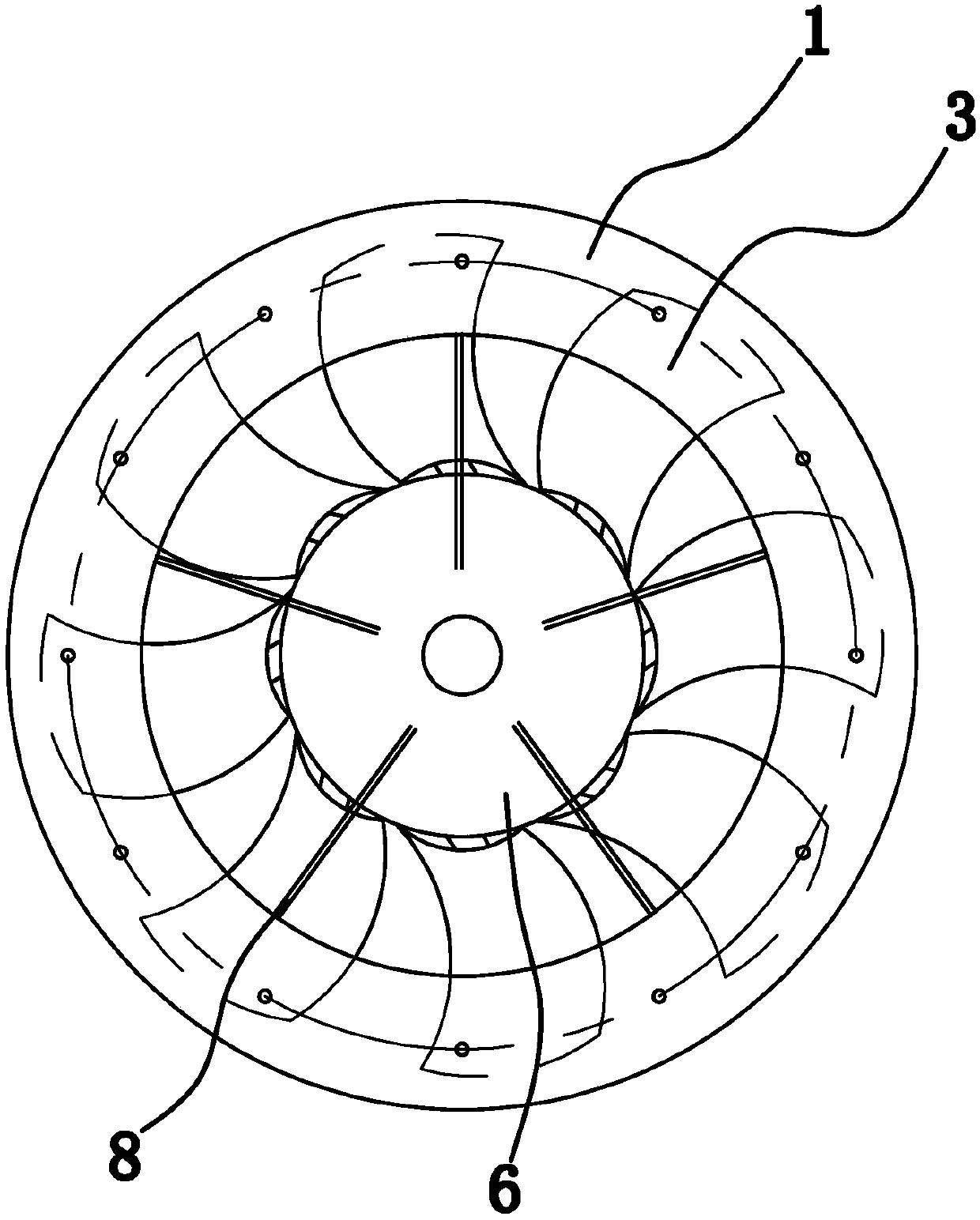 Dehumidifying fan of drying machine