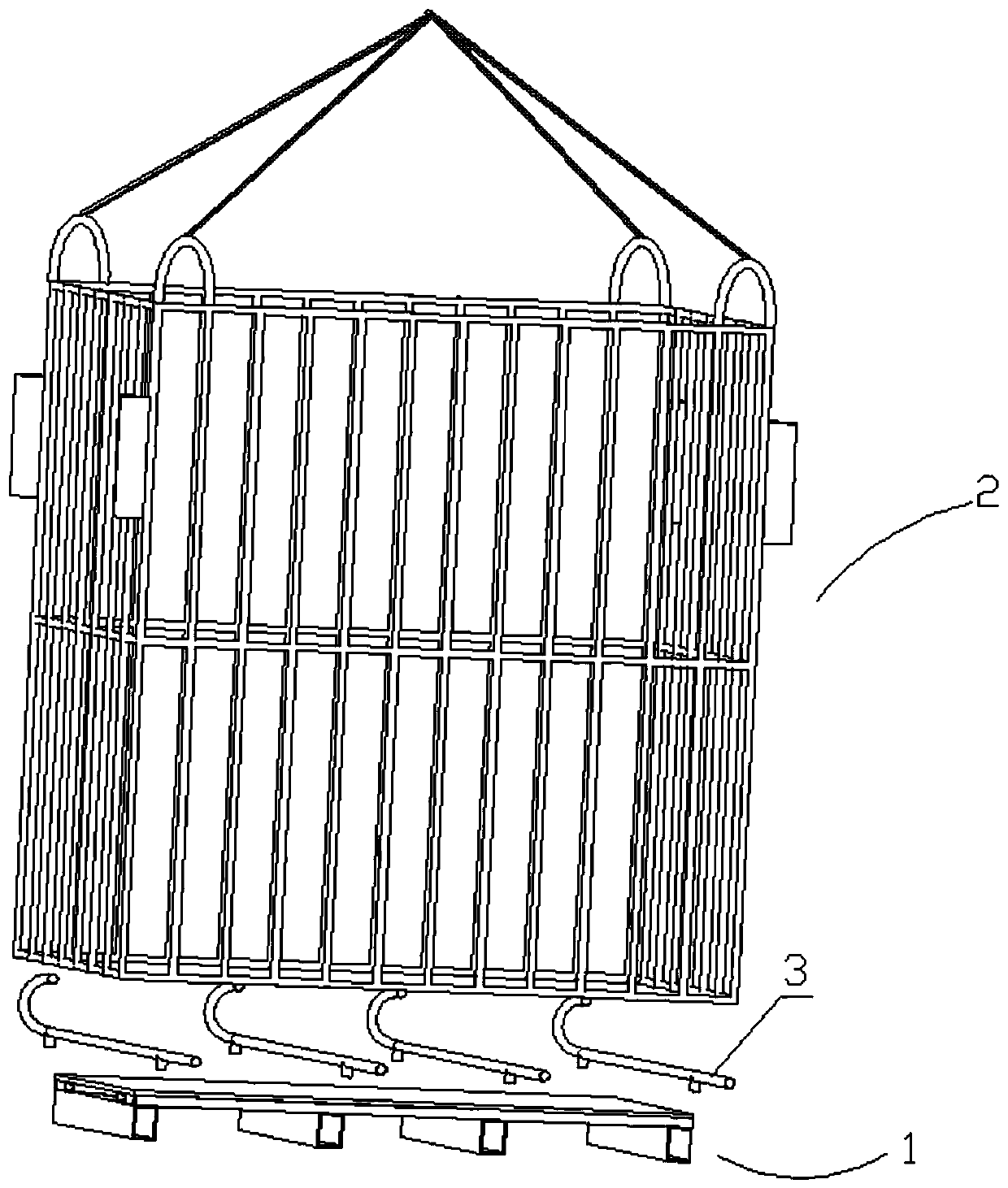 Whole stack hoisting device and method for aerated bricks