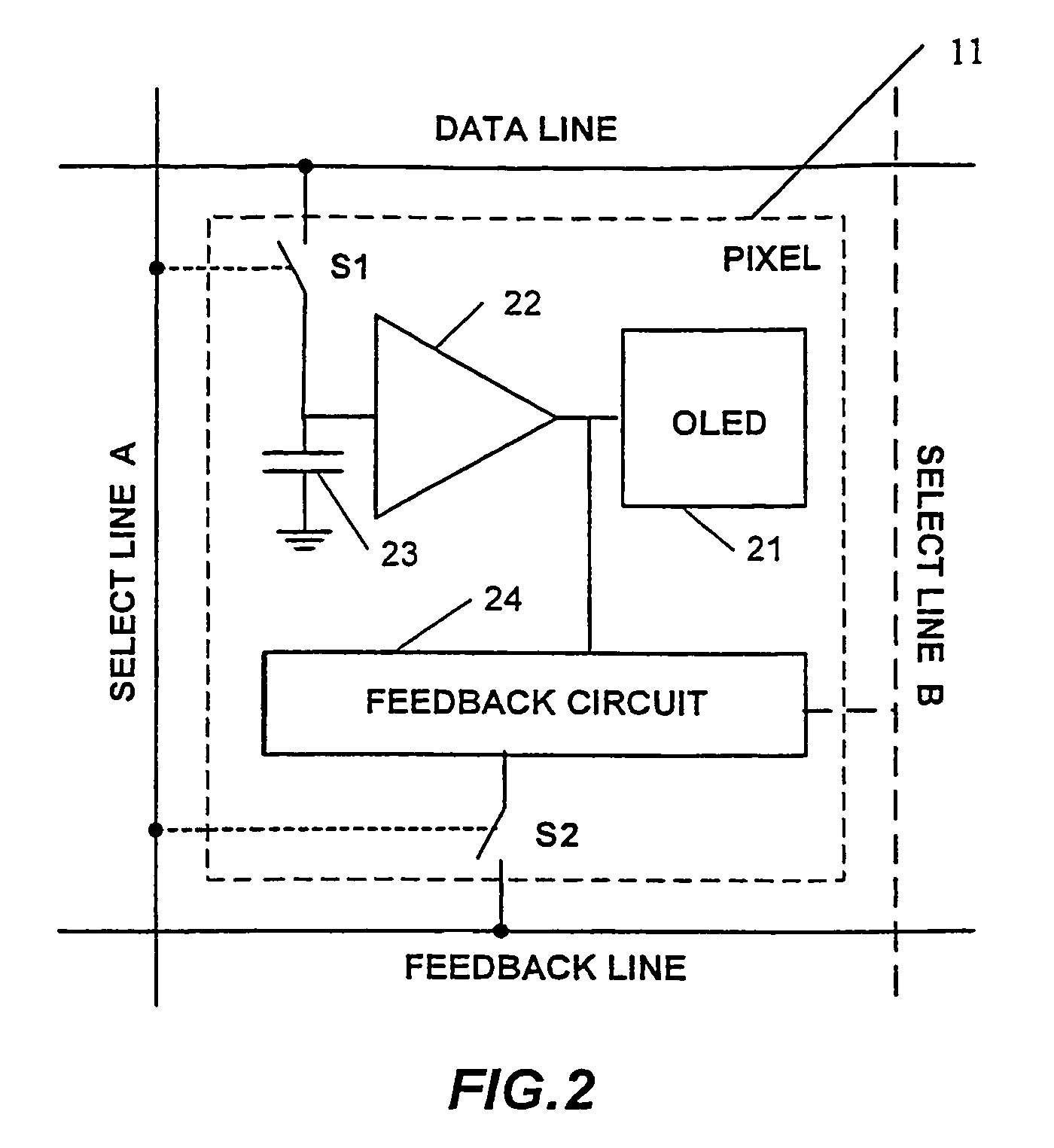 Circuit and method for driving an array of light emitting pixels