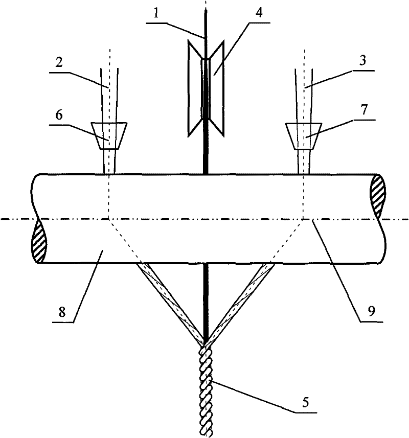 Three-axis compound spinning process for symmetrically protecting carbon fibers and application thereof