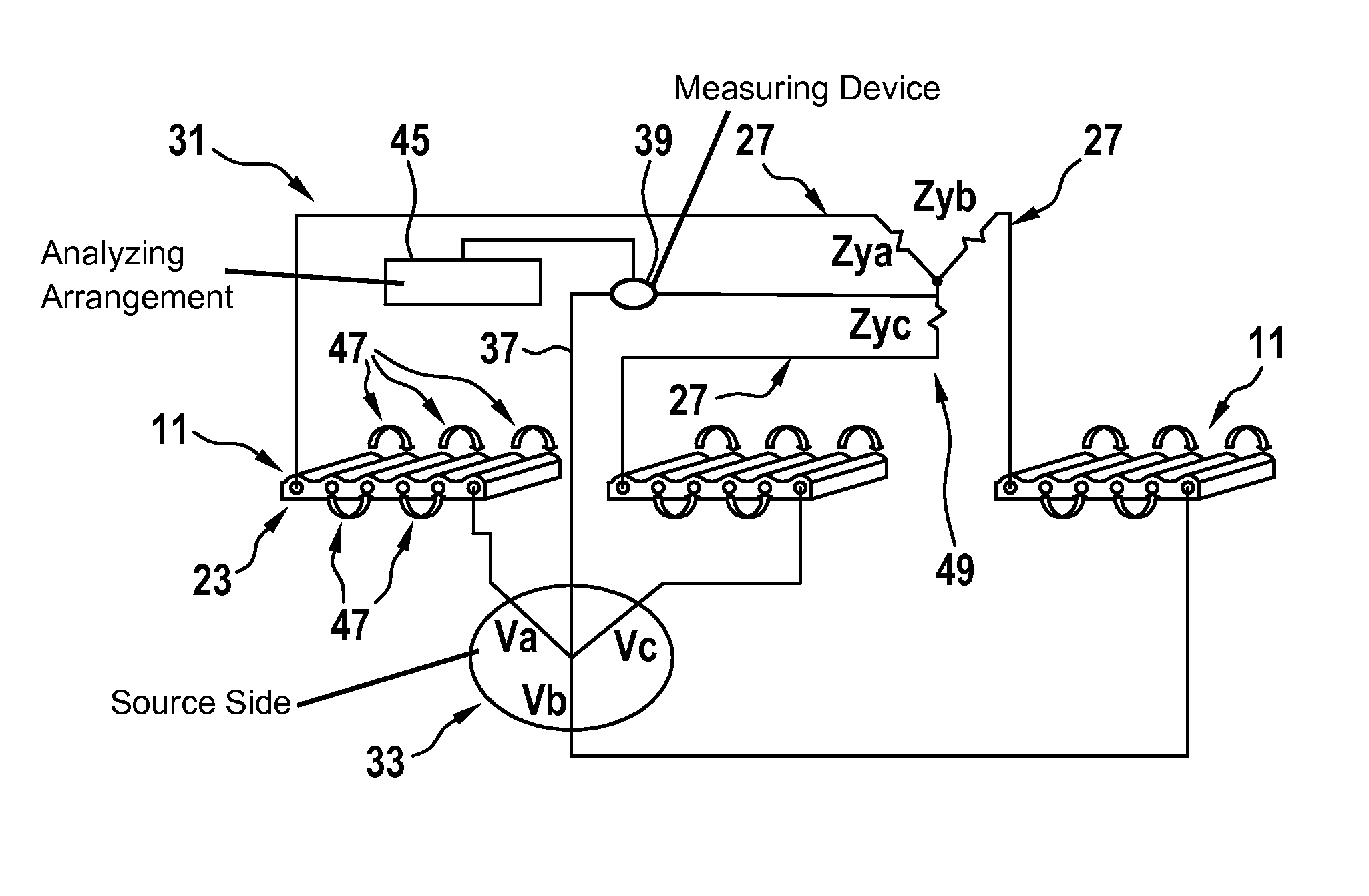 Method and device for detecting a deterioration state of a load bearing capacity in a suspension member arrangement for an elevator