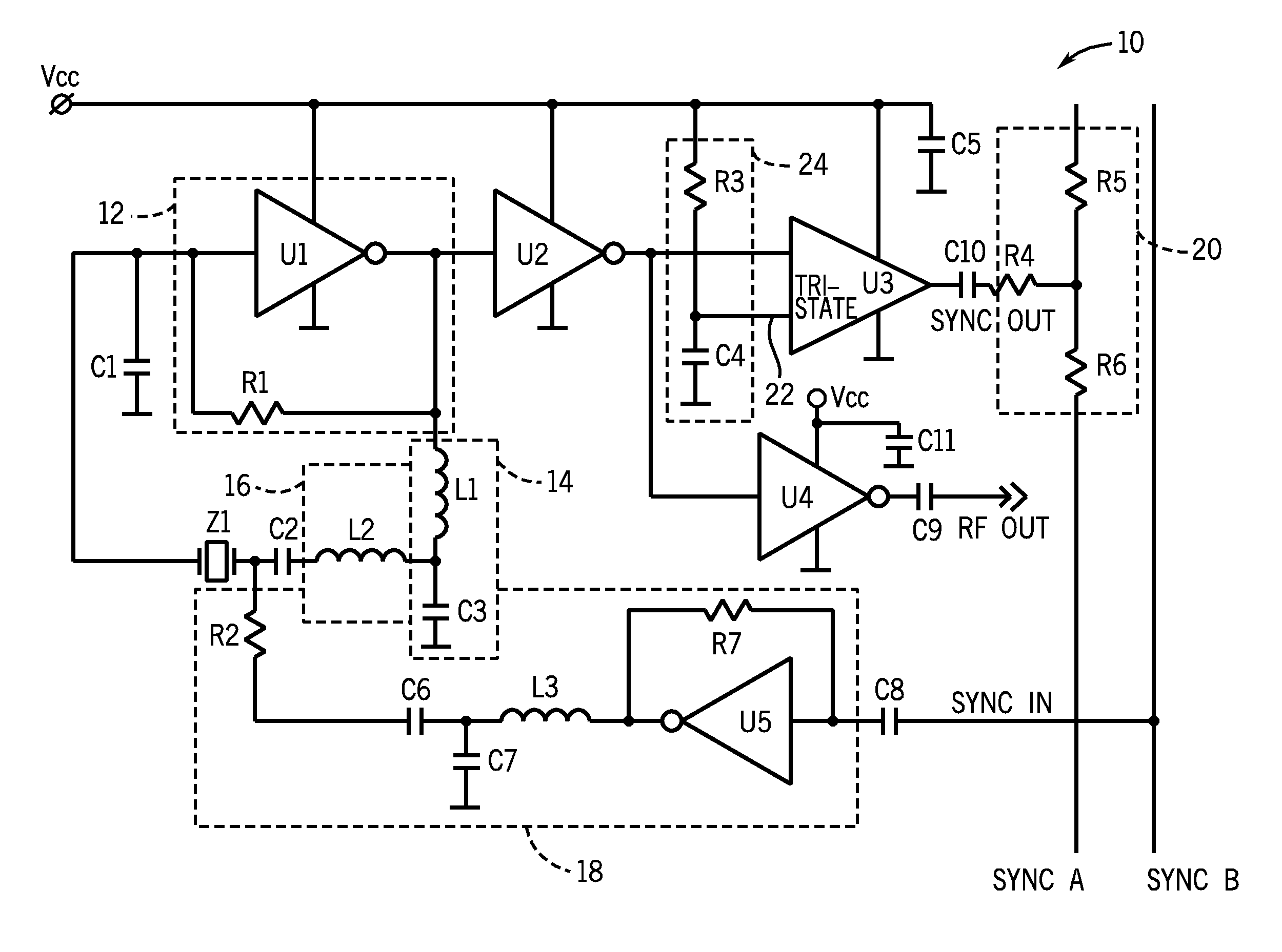 Crystal-based oscillator for use in synchronized system