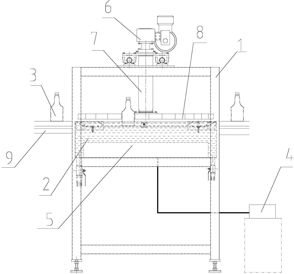 Defoaming device before bottled liquid light inspection and defoaming method of defoaming device