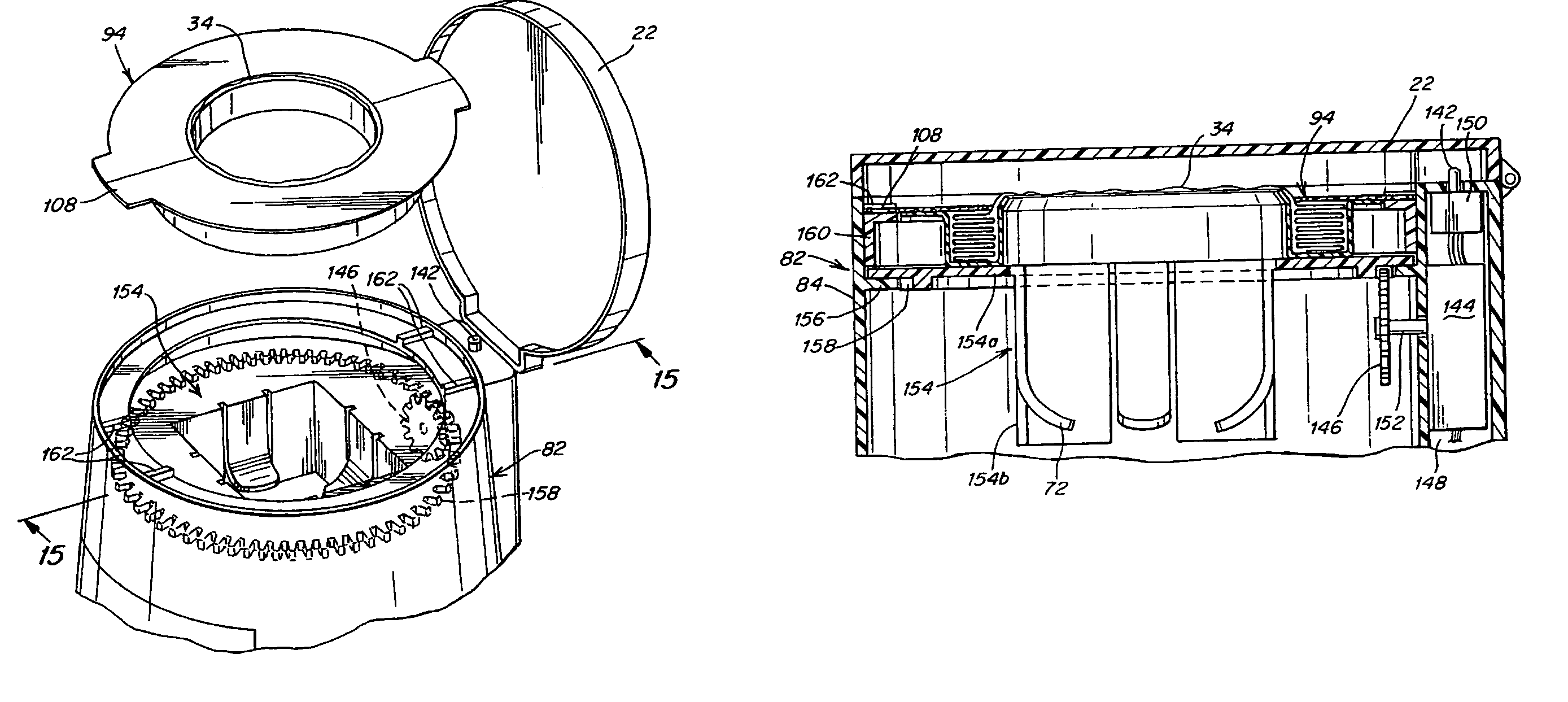 Waste disposal device including a sensing mechanism for delaying the rotation of a cartridge