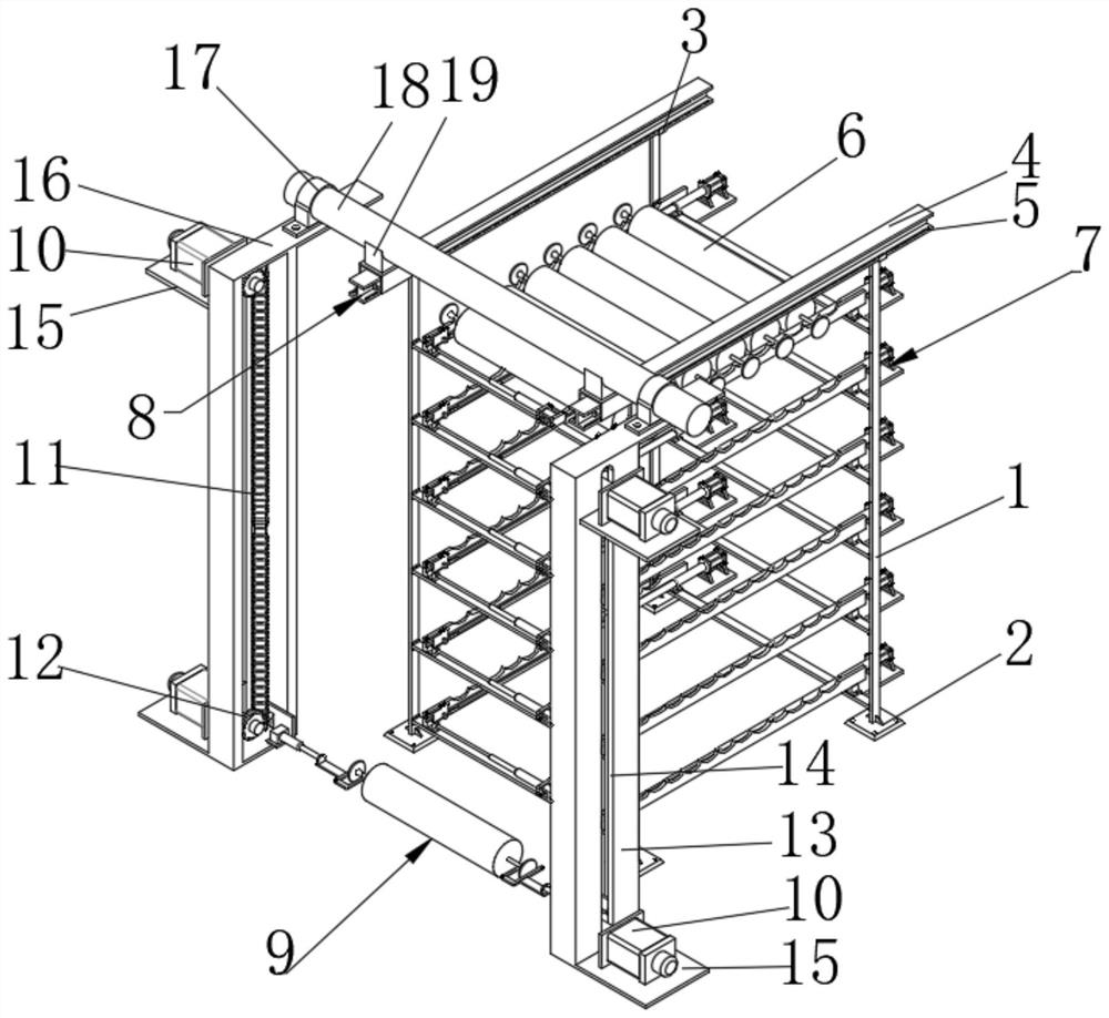 Printing plate roller three-dimensional storage frame for flexographic plate printing machine