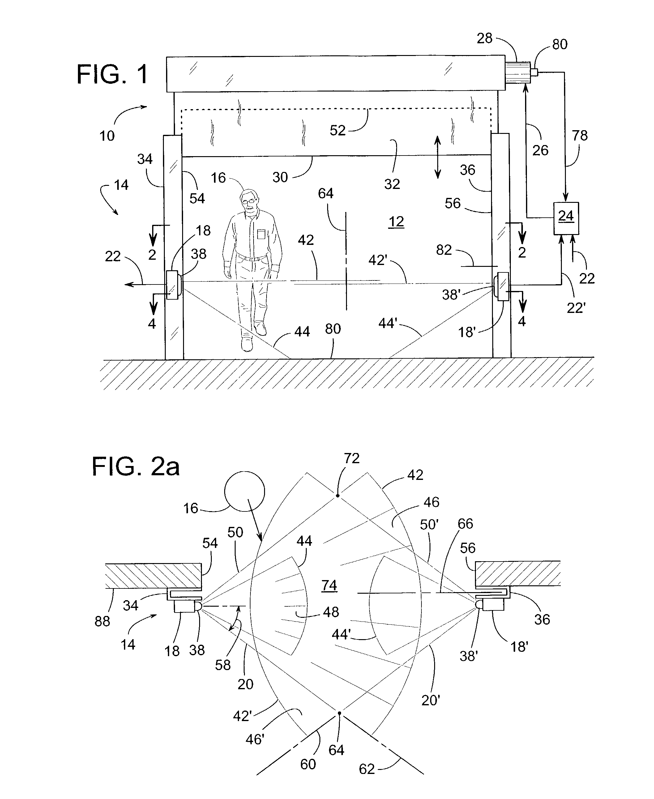 Passive detection system for detecting a body near a door