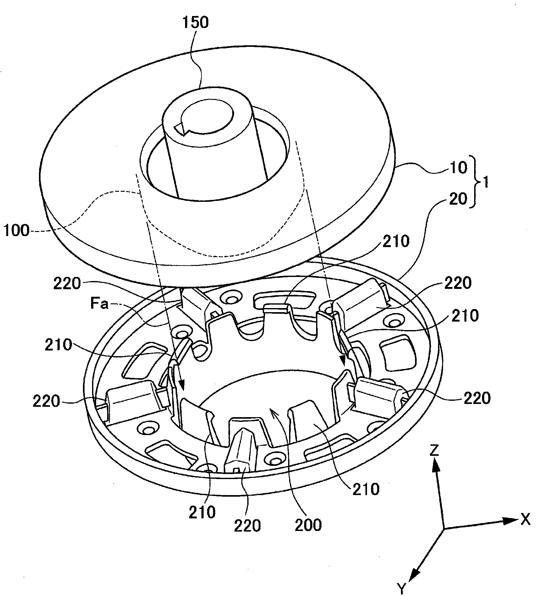Cleaning device coupling instrument and cleaning device