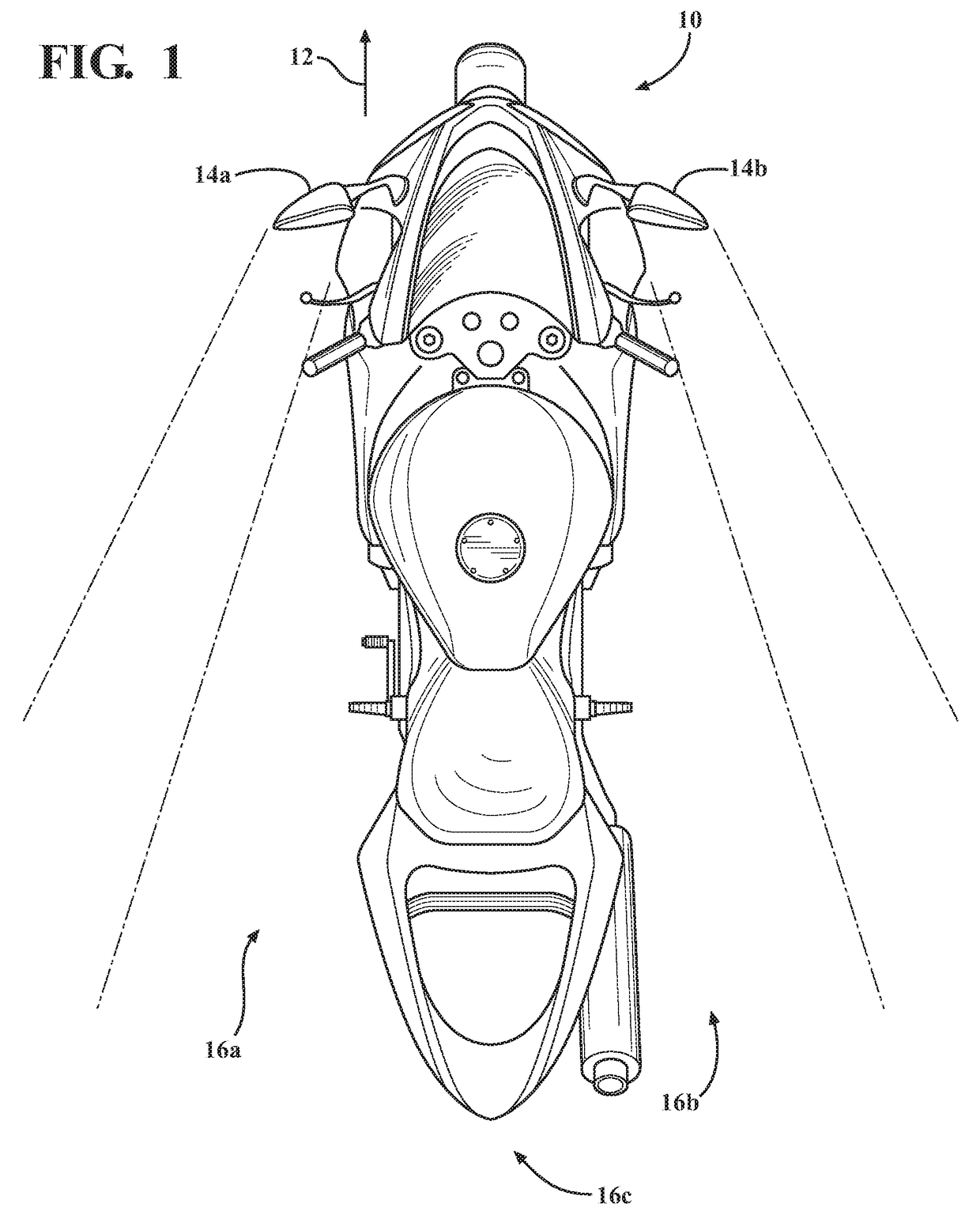 Motorcycle blind spot detection system and rear collision alert using mechanically aligned radar