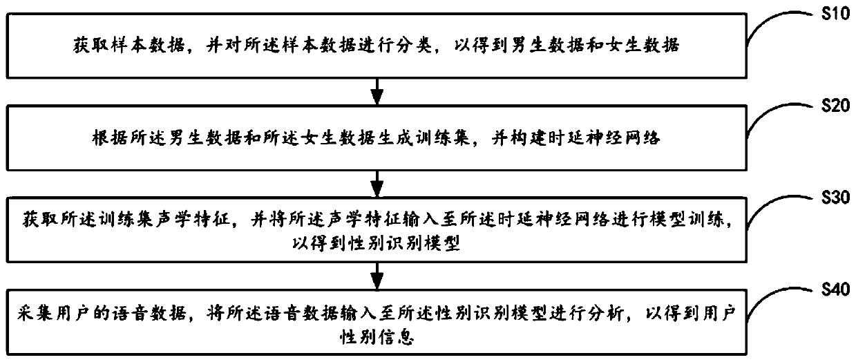 Gender identification method and system, mobile terminal and storage medium