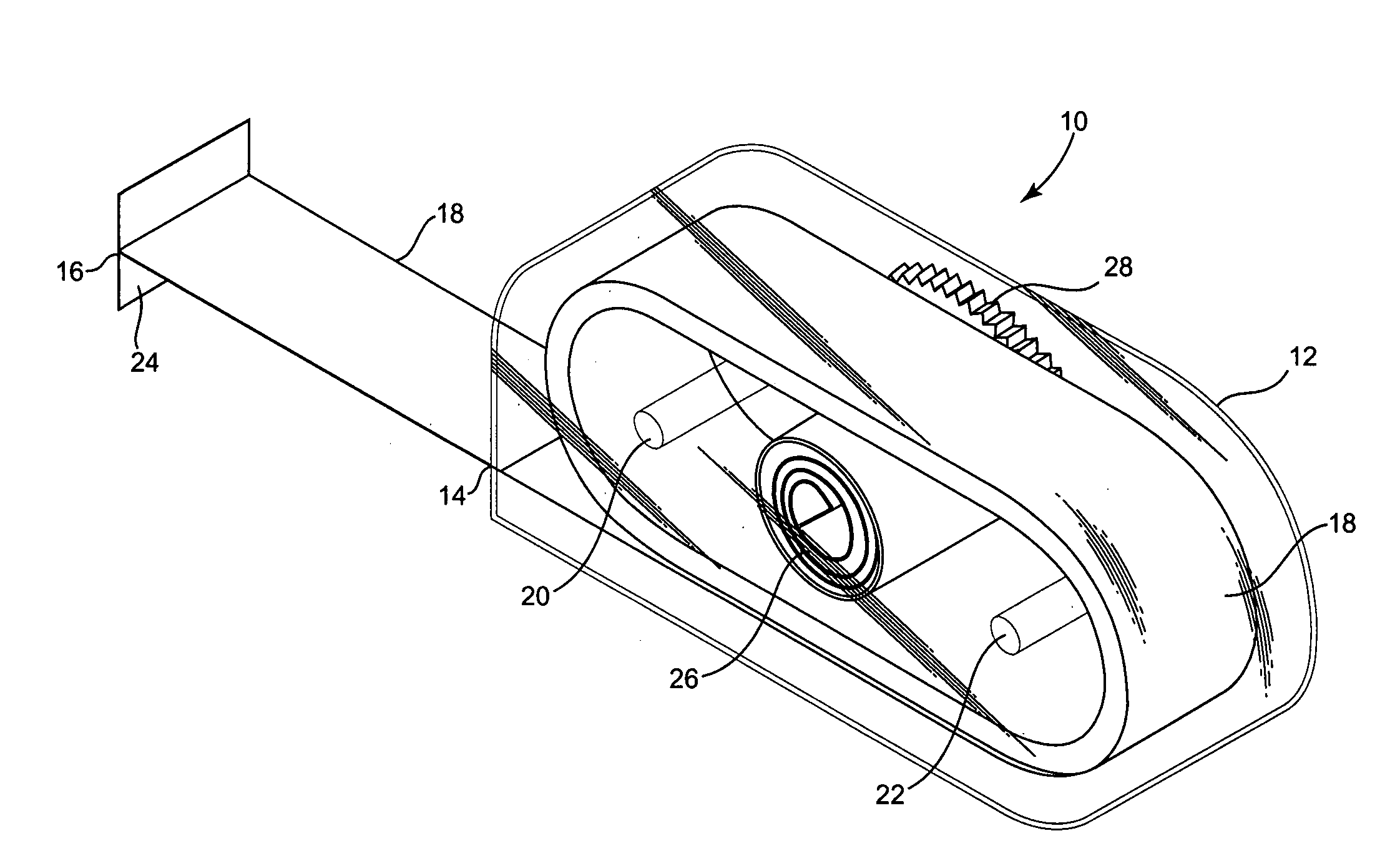 Measuring device having flexible tape coiled around a plurality of reels