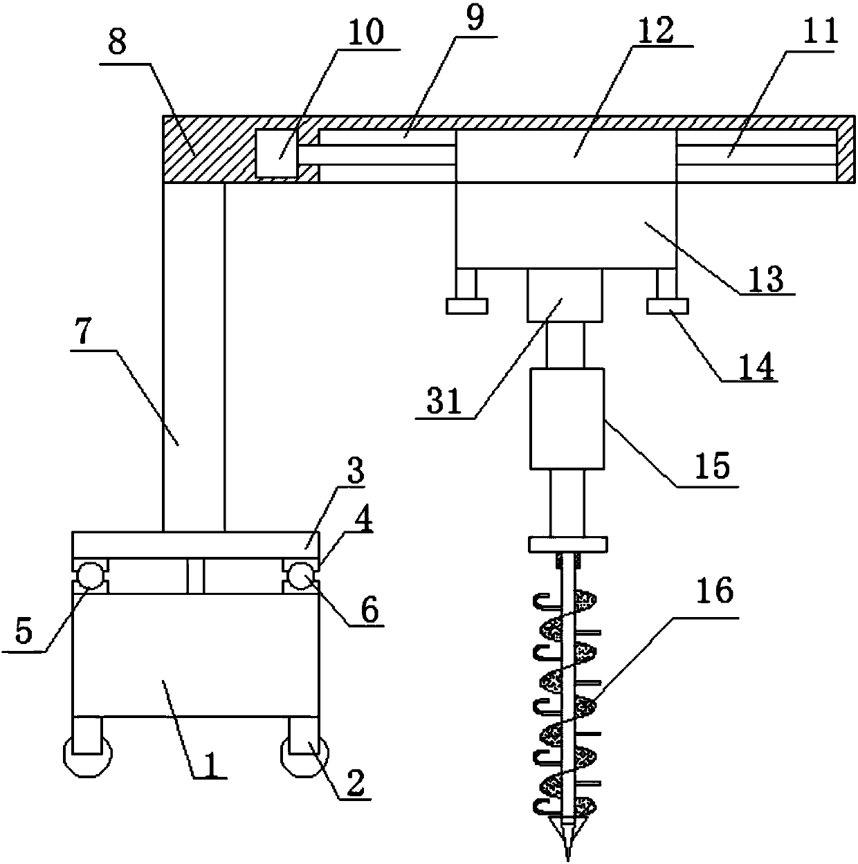 Agricultural planting pit digging device for reducing difficulty