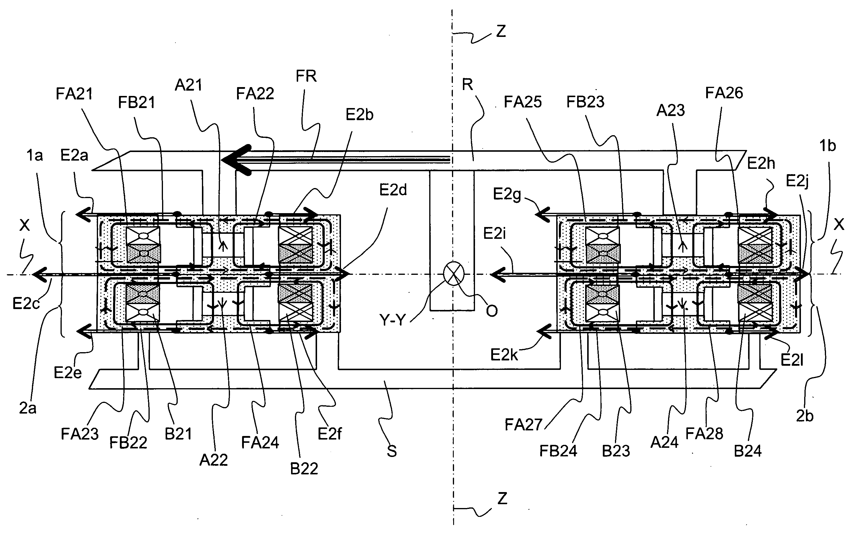Dual-stage centring magnetic bearing