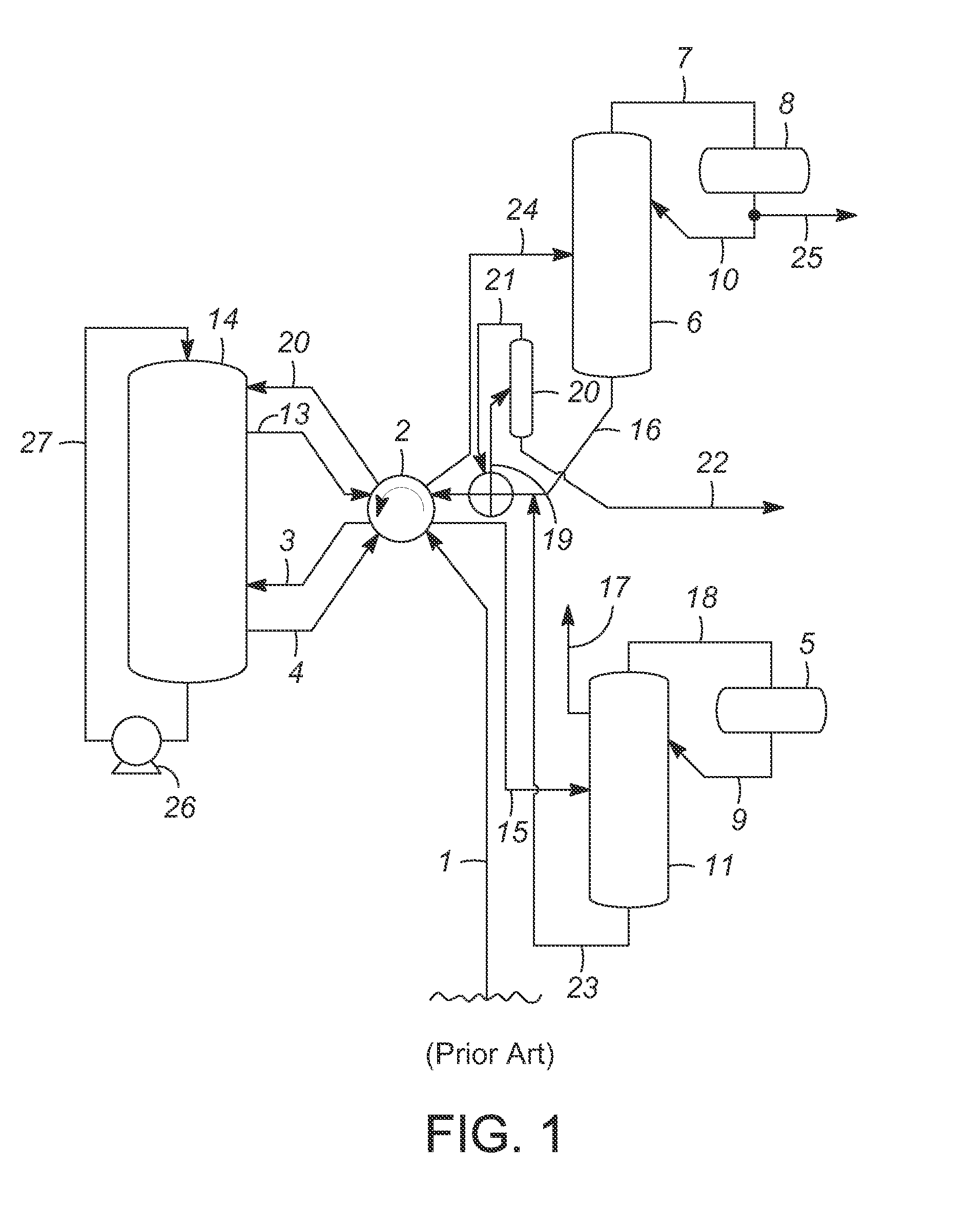 Split-shell raffinate columns and methods for use in continuous adsorptive separation processes
