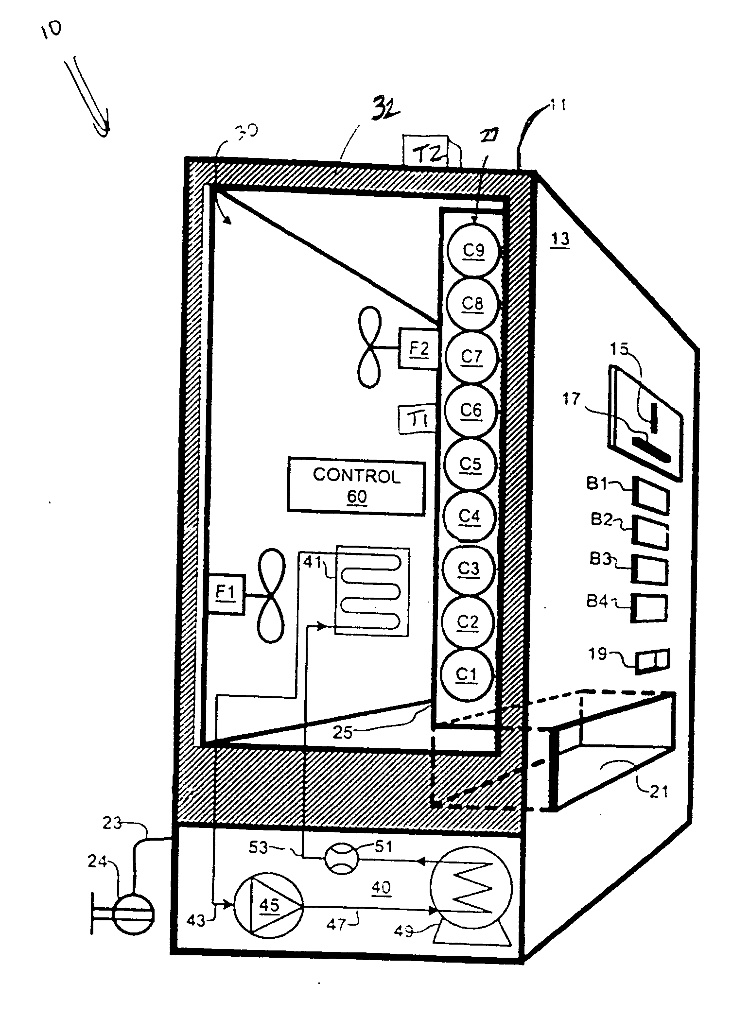 Method and apparatus for conserving power consumed by a refrigerated appliance utilizing audio signal detection