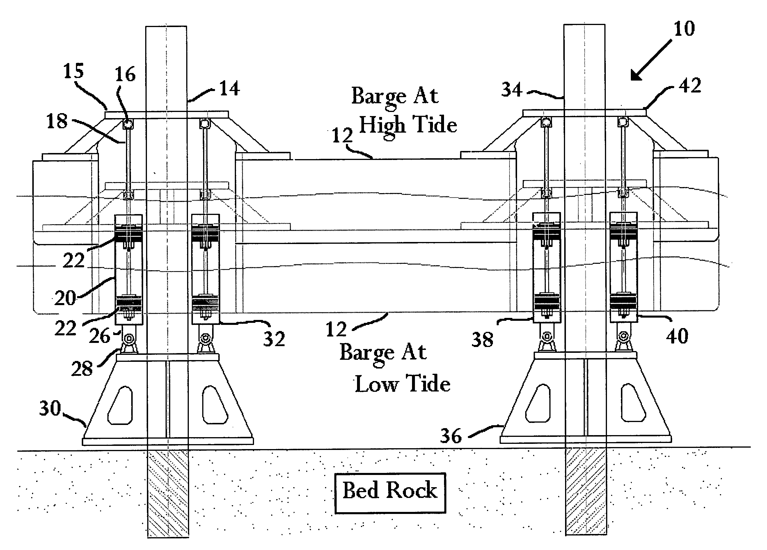 Barge-mounted tidal-powered desalinization system