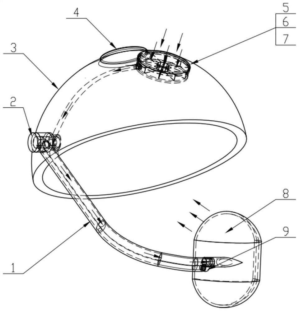 Head-mounted low-resistance active particle preventing respirator