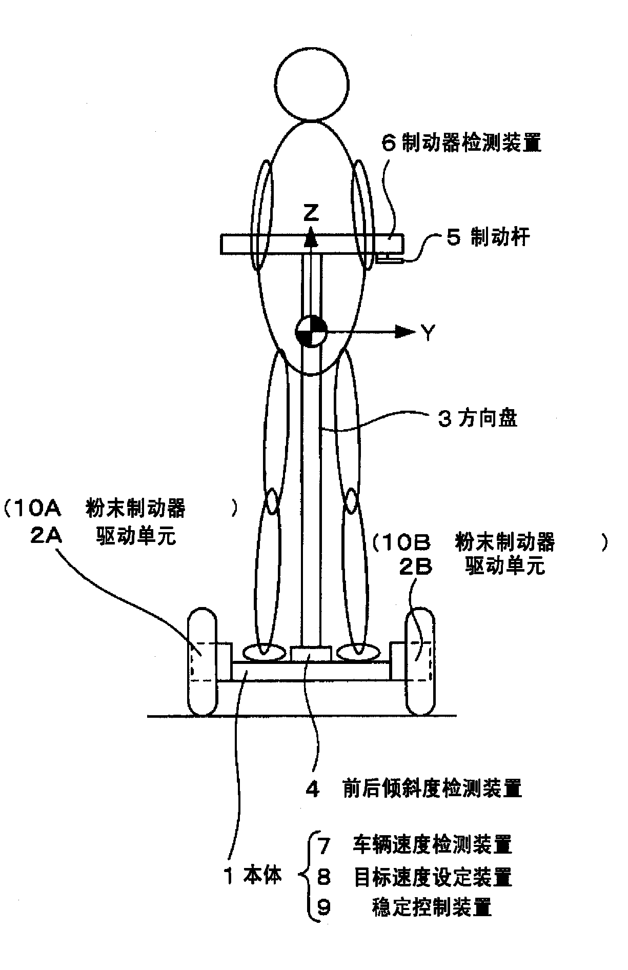 Traveling device, and braking control method of traveling device