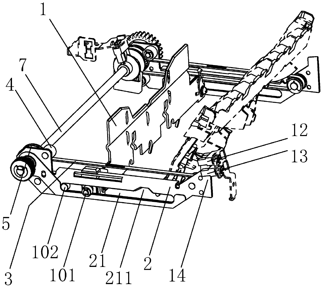 Push, turn, lift control device in the banknote processing module