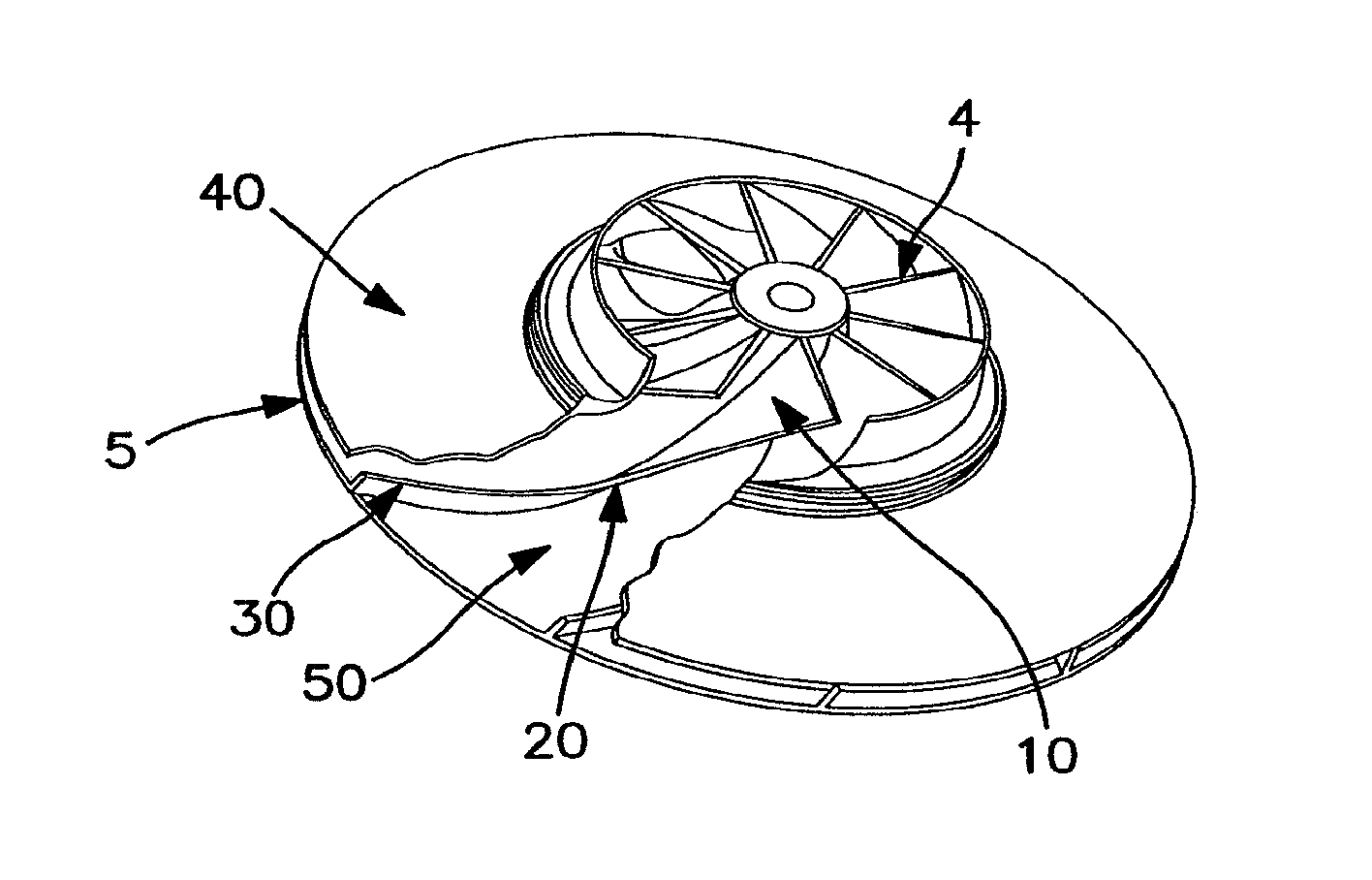 Compressor with large diameter shrouded three dimensional impeller