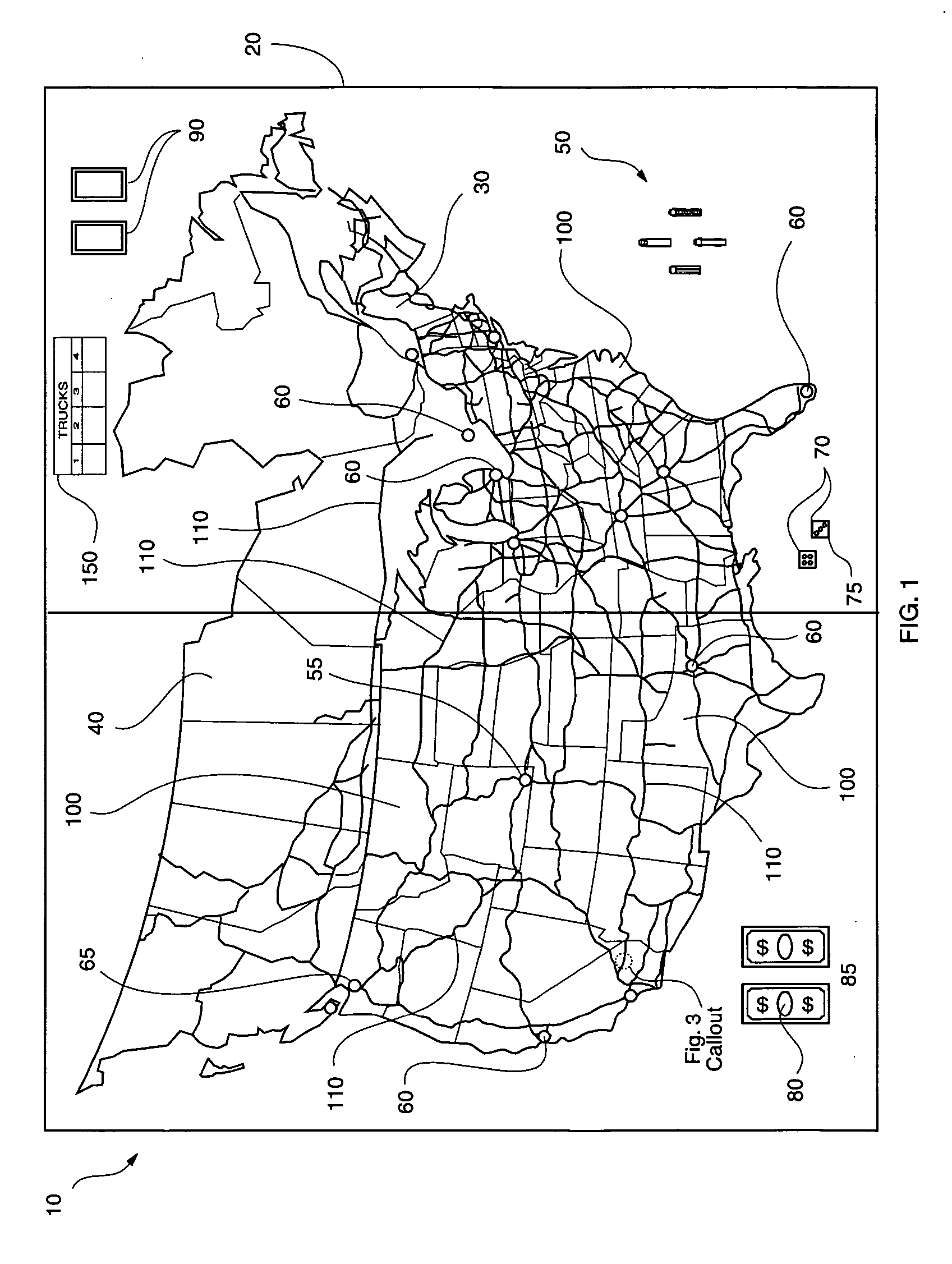 Truck line building board game and method of play thereof