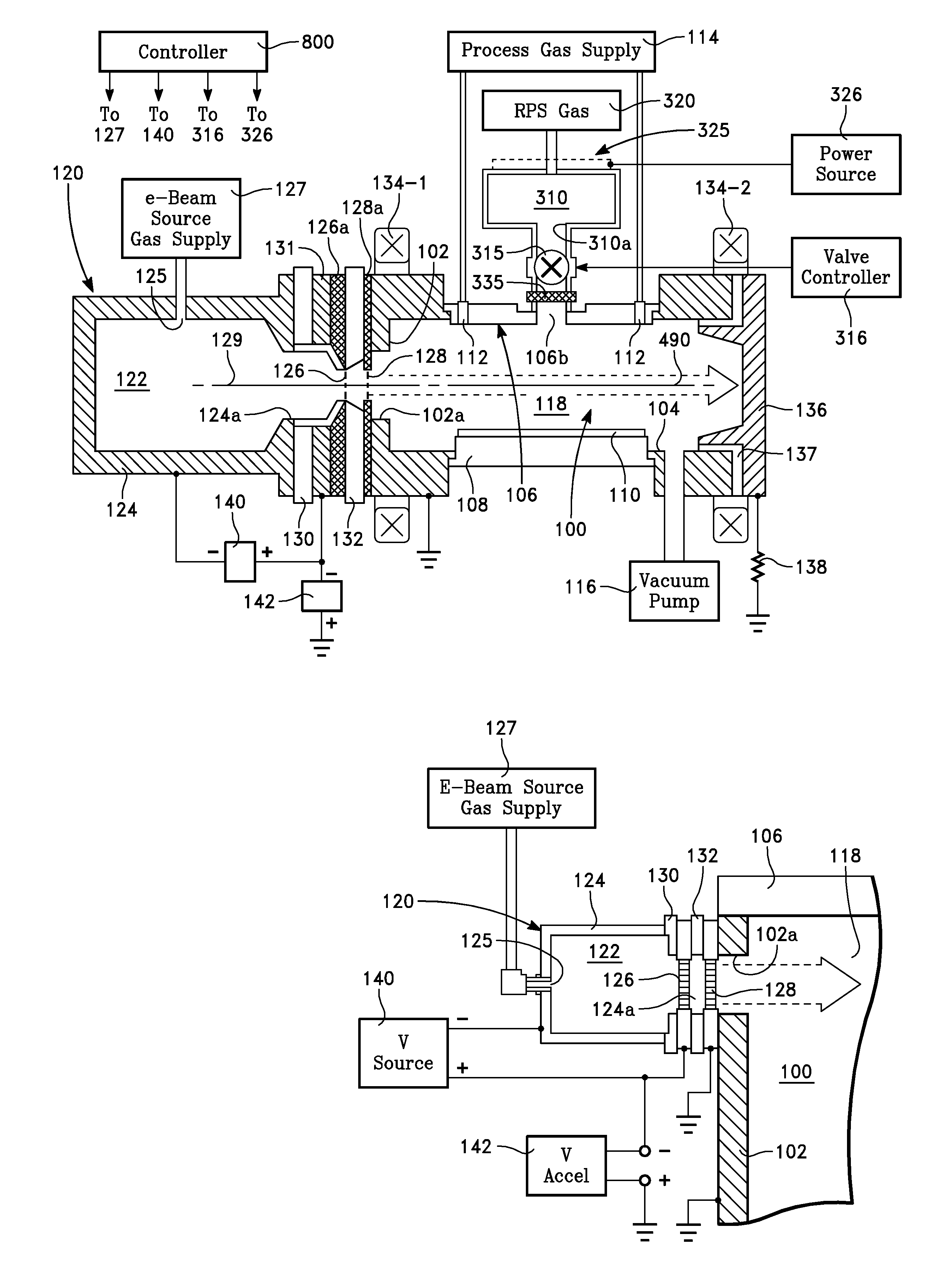 Electron beam plasma source with remote radical source