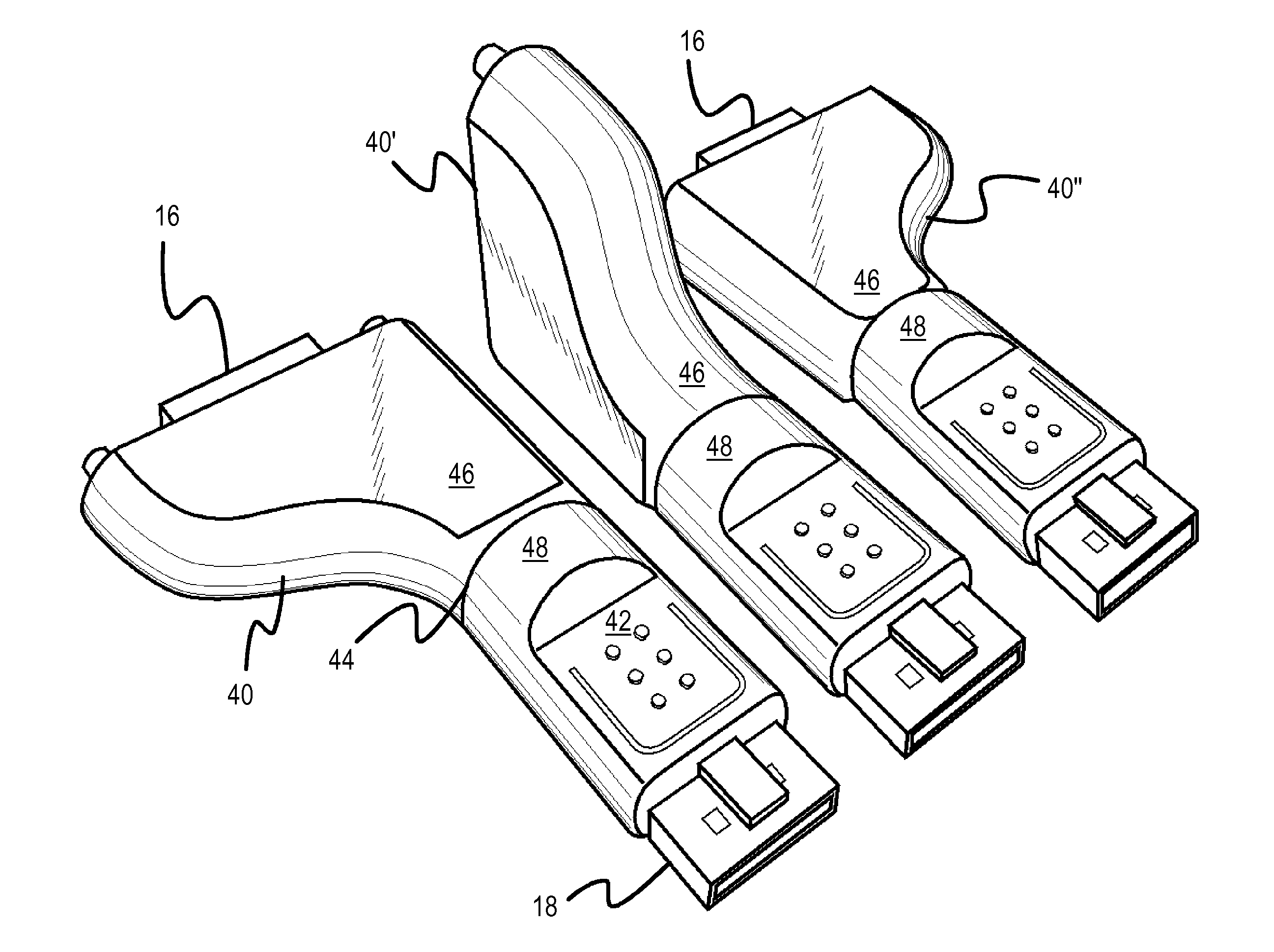 Swiveling offset adapter dongle for reducing blockage of closely-spaced video connectors