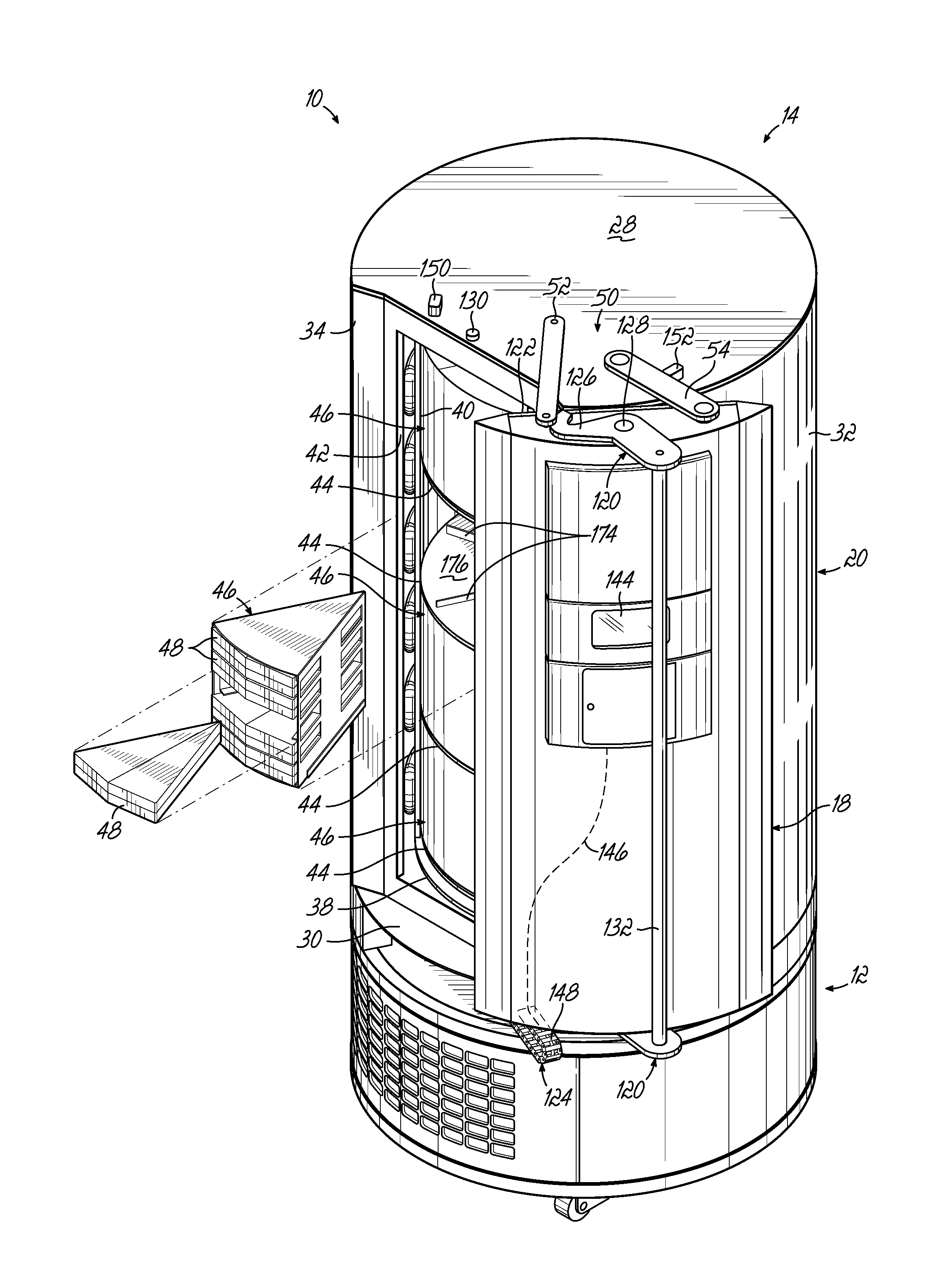 High performance freezer having cylindrical cabinet