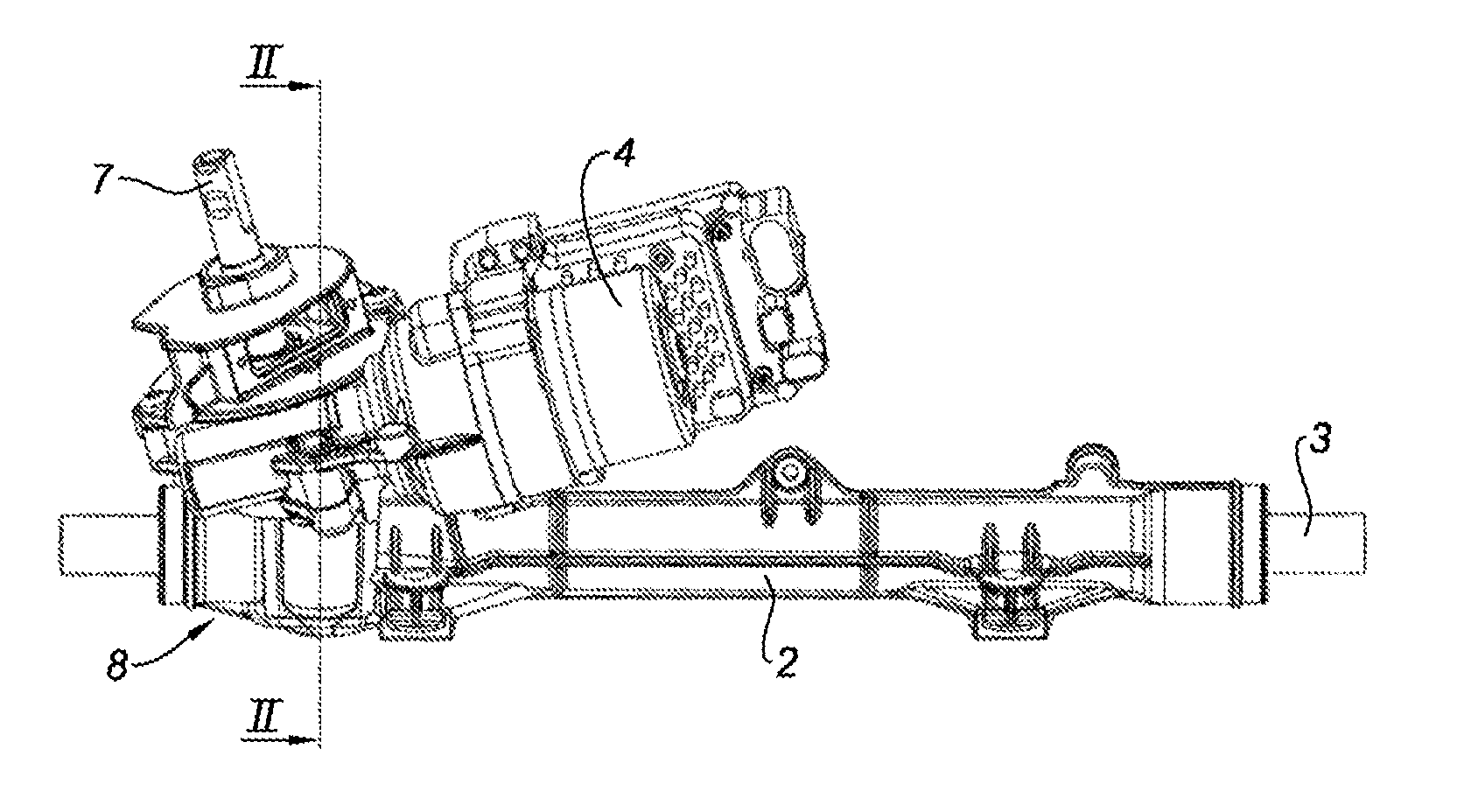 Push device with clearance compensation for rack-and-pinion steering of a motor vehicle