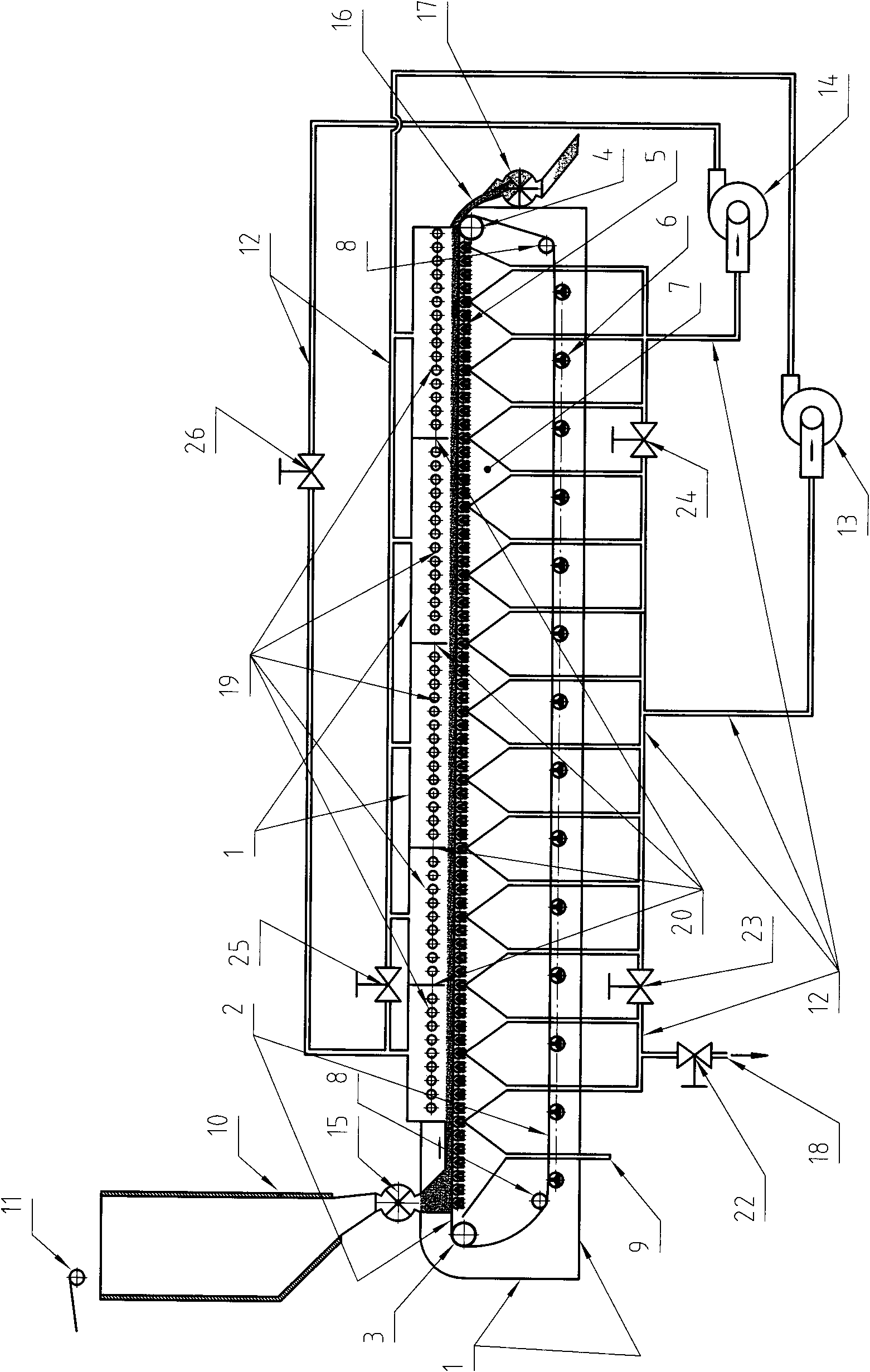 Chain grate machine of dry distillation oil shale