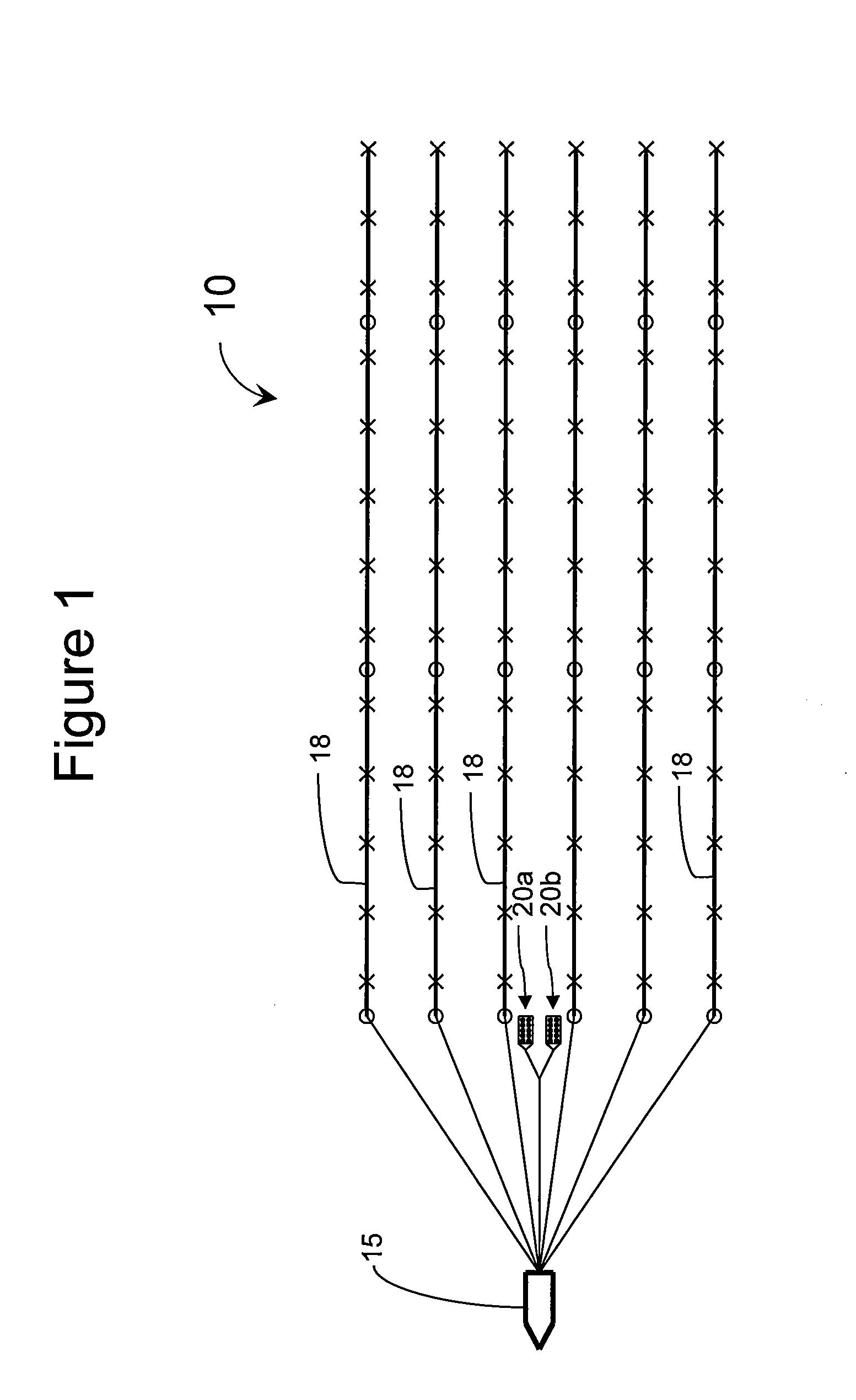 High density source spacing using continuous composite relatively adjusted pulse