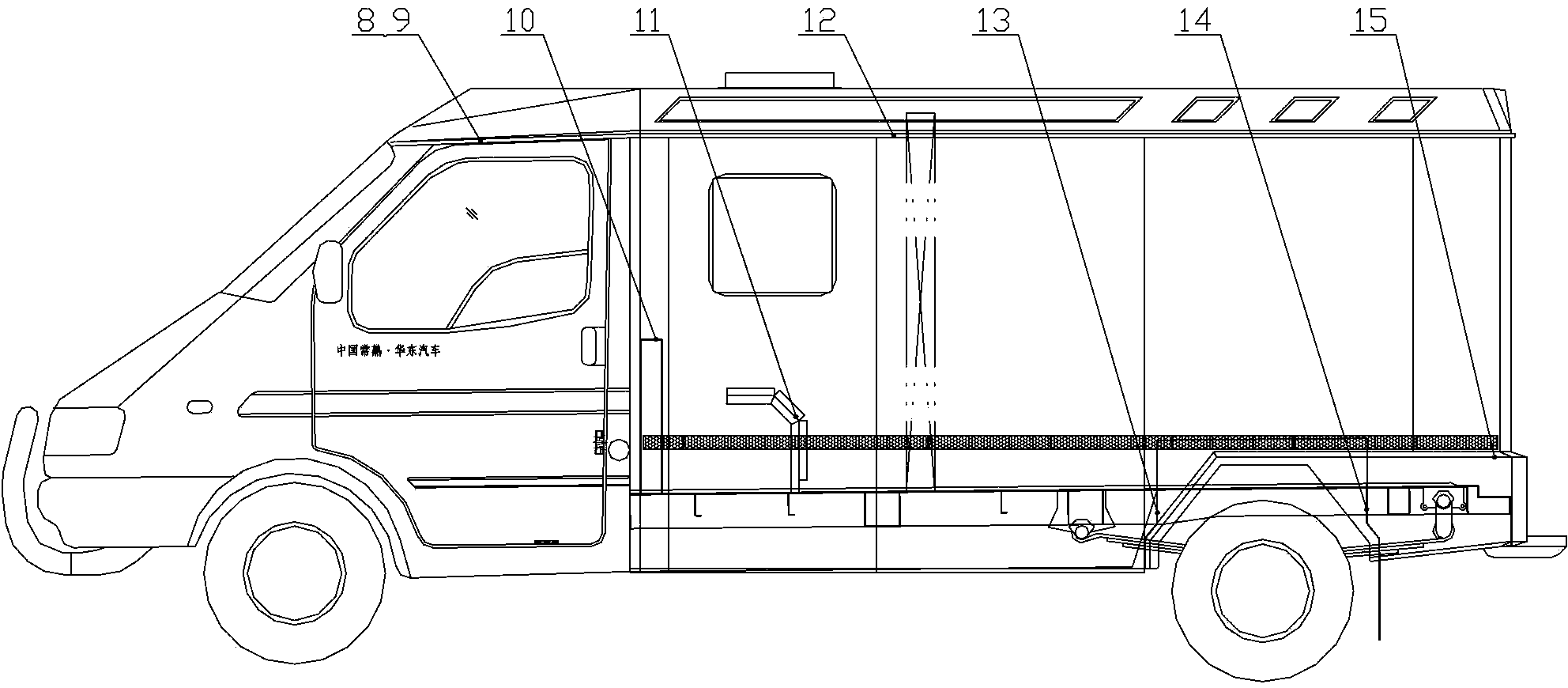 Flat truck body structure of cash truck