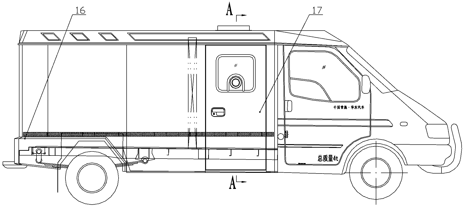 Flat truck body structure of cash truck