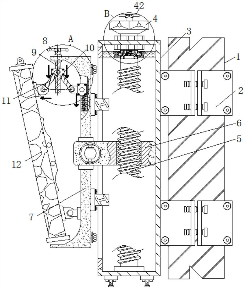 Base station antenna fixing device convenient for height adjustment and capable of avoiding frequent dismounting of hoop