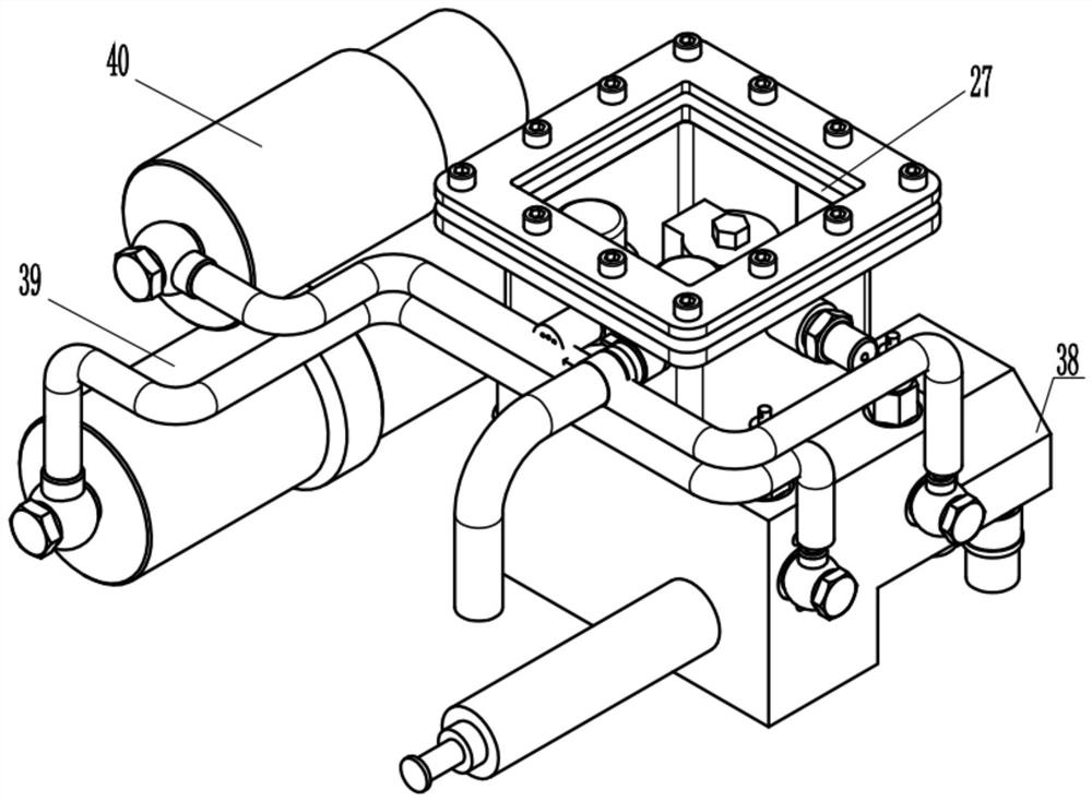 A hydraulic system of an underwater multifunctional solid ballast dumping device