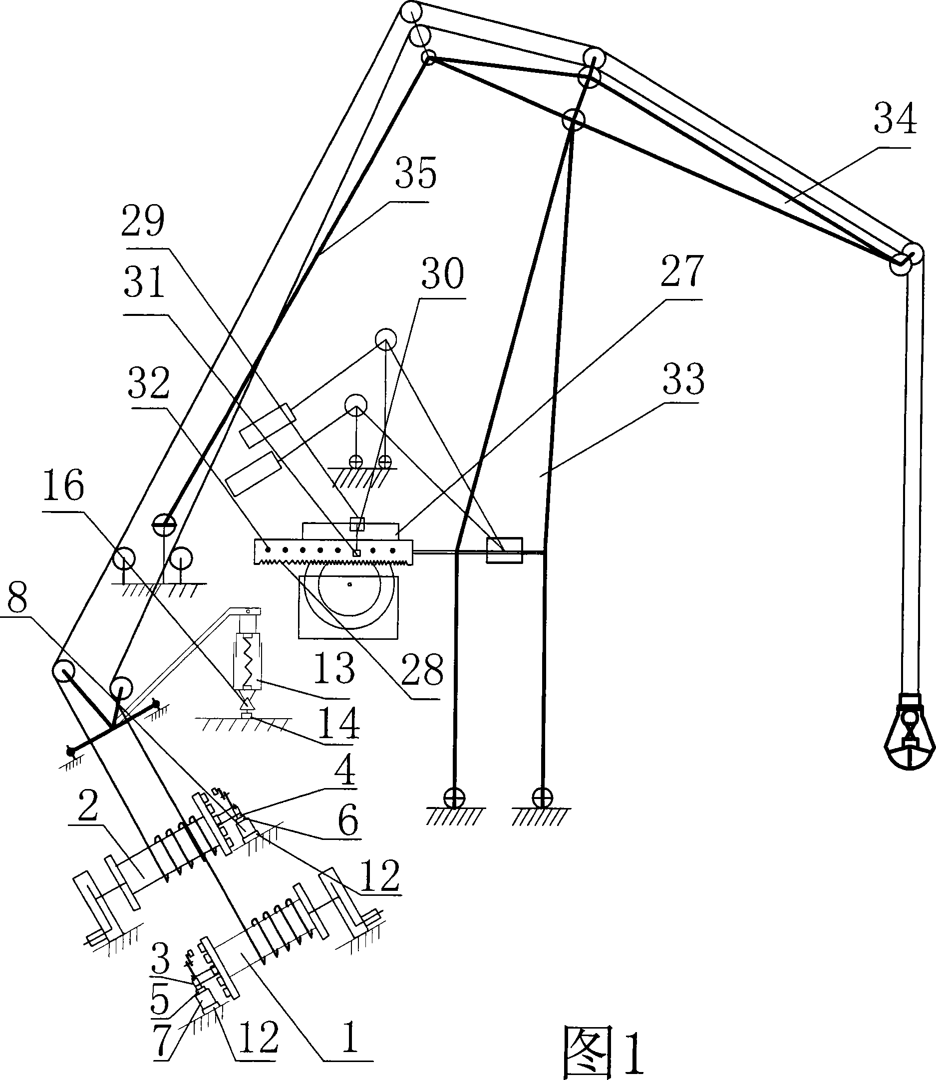 Mechanical weighing mechanism of high pedestal jib crane dynamic grab bucket electronic weighing scale