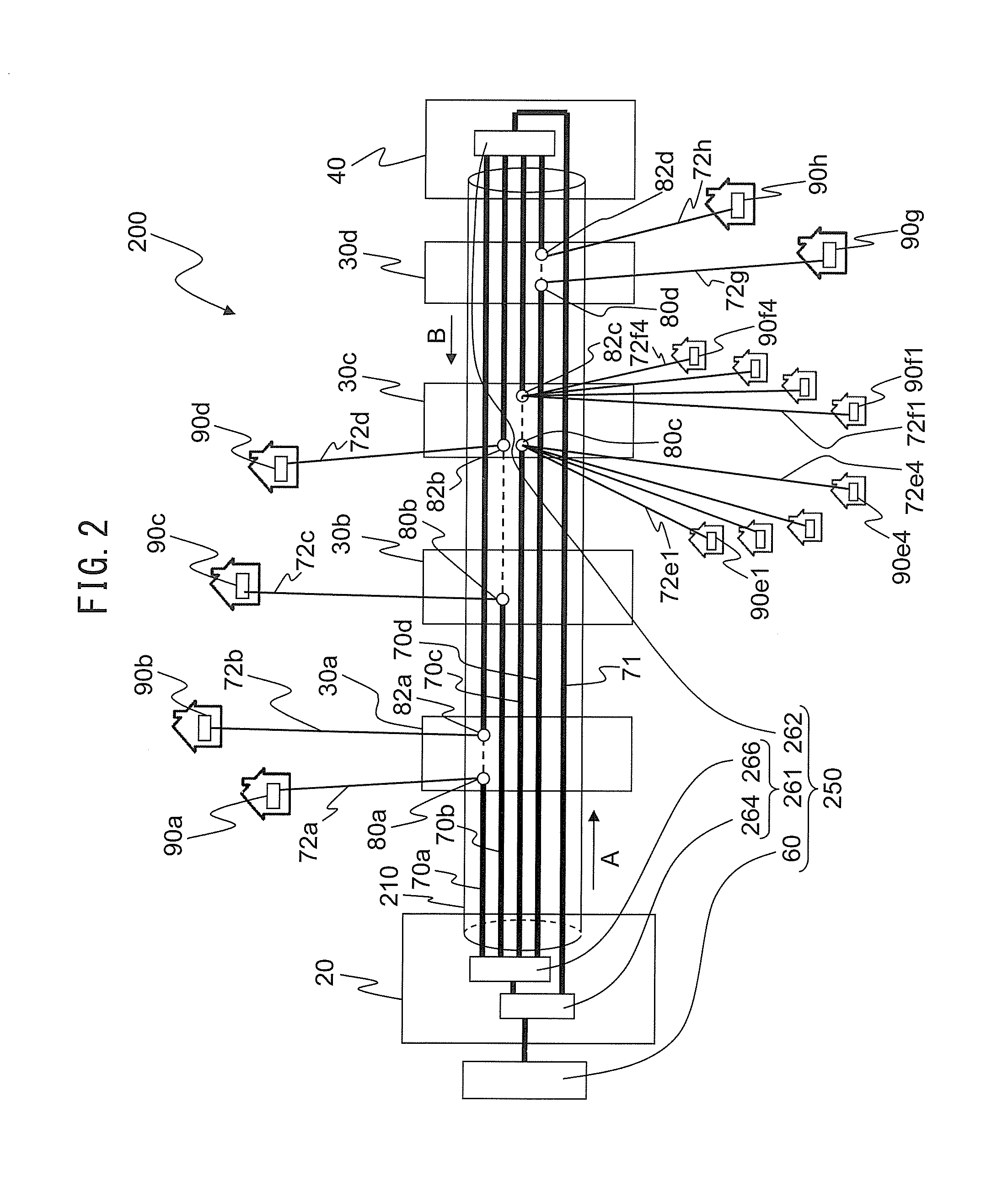 Optical fiber cable network and method of construction of an optical fiber cable network