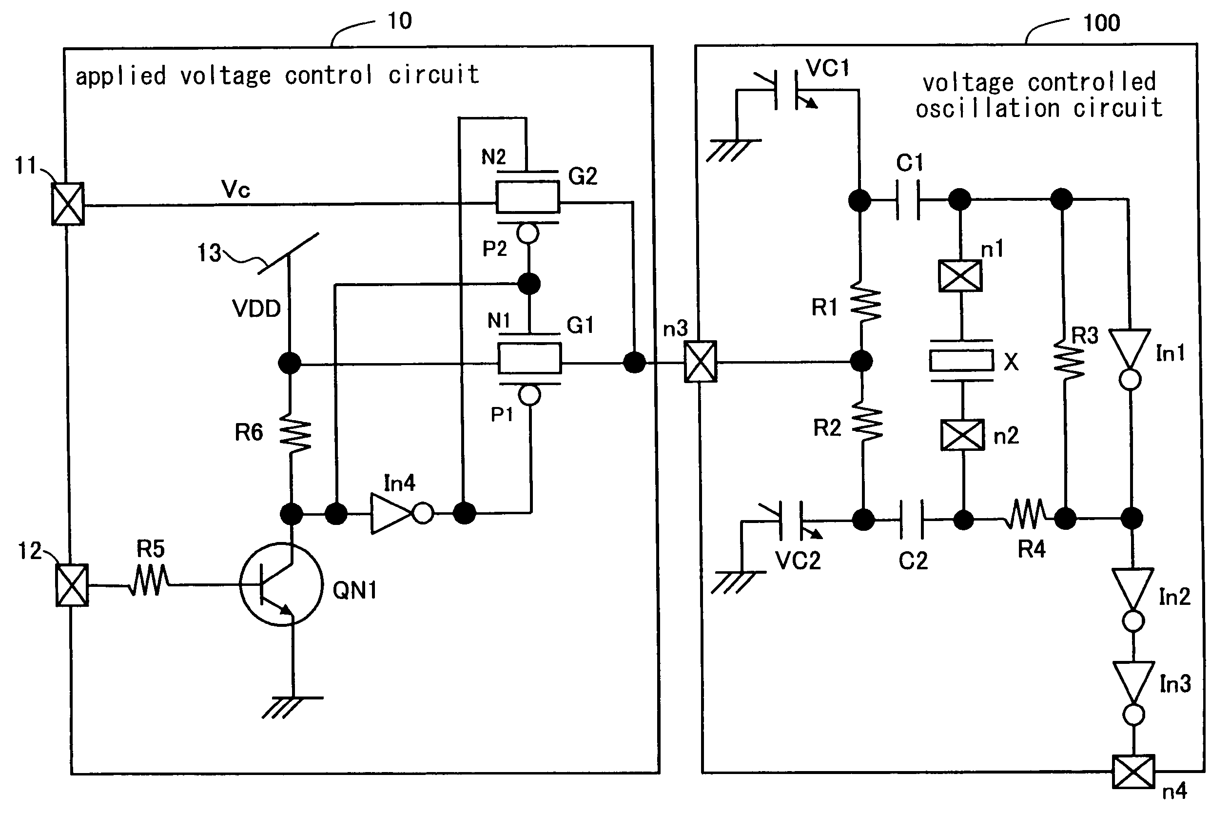 Applied voltage control circuit for voltage controlled oscillation circuit