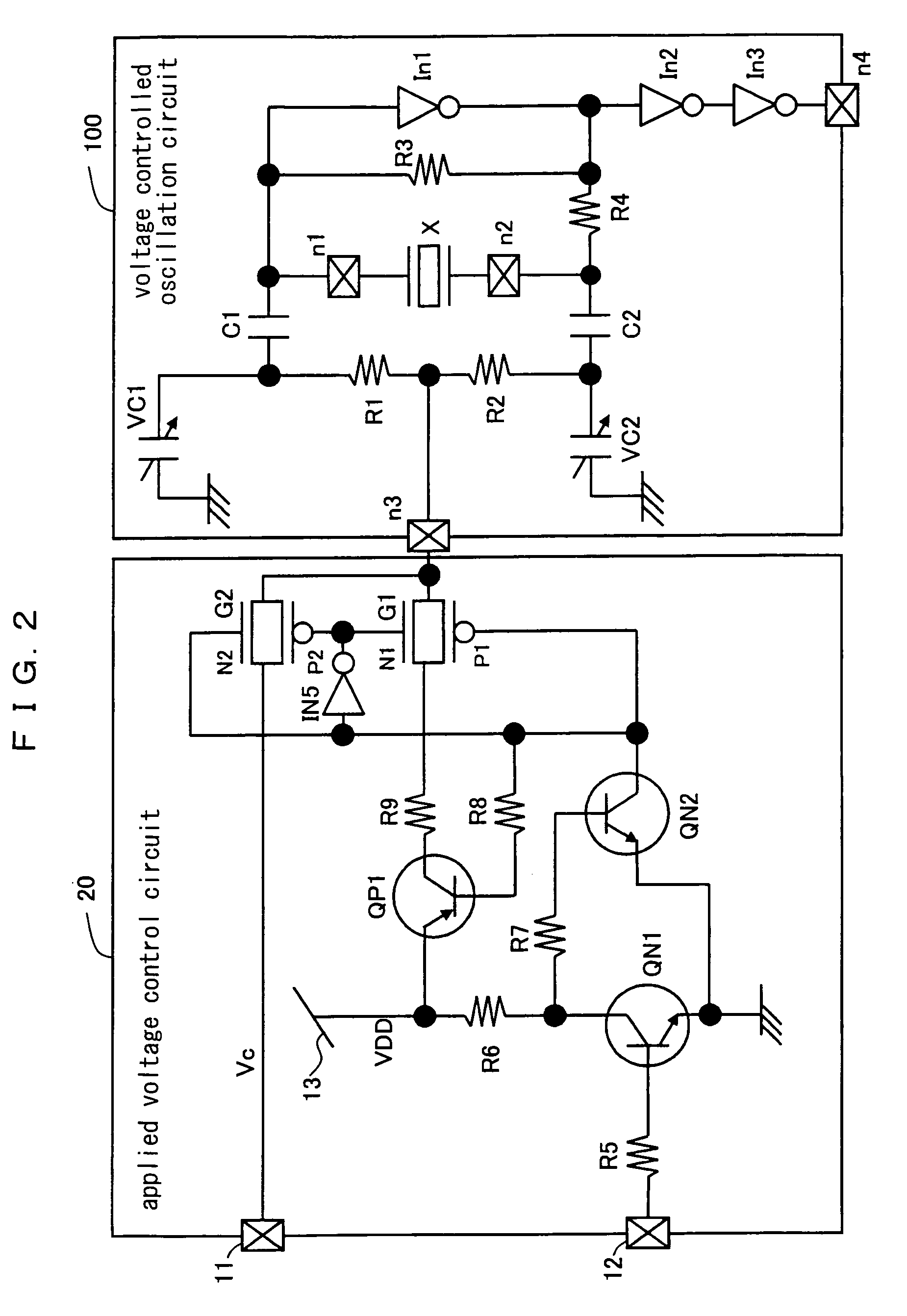 Applied voltage control circuit for voltage controlled oscillation circuit