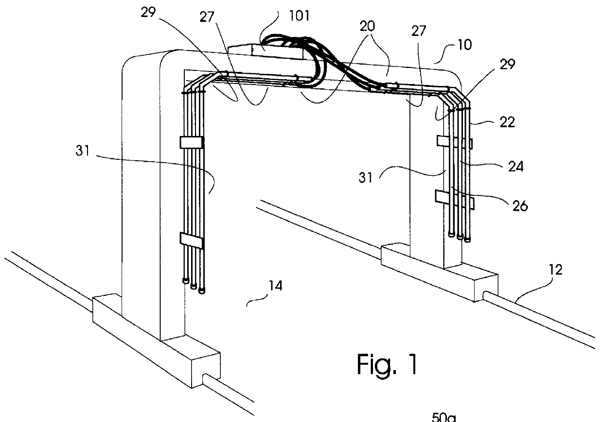 Foam apparatus for use with roll-over and/or automatic type car wash